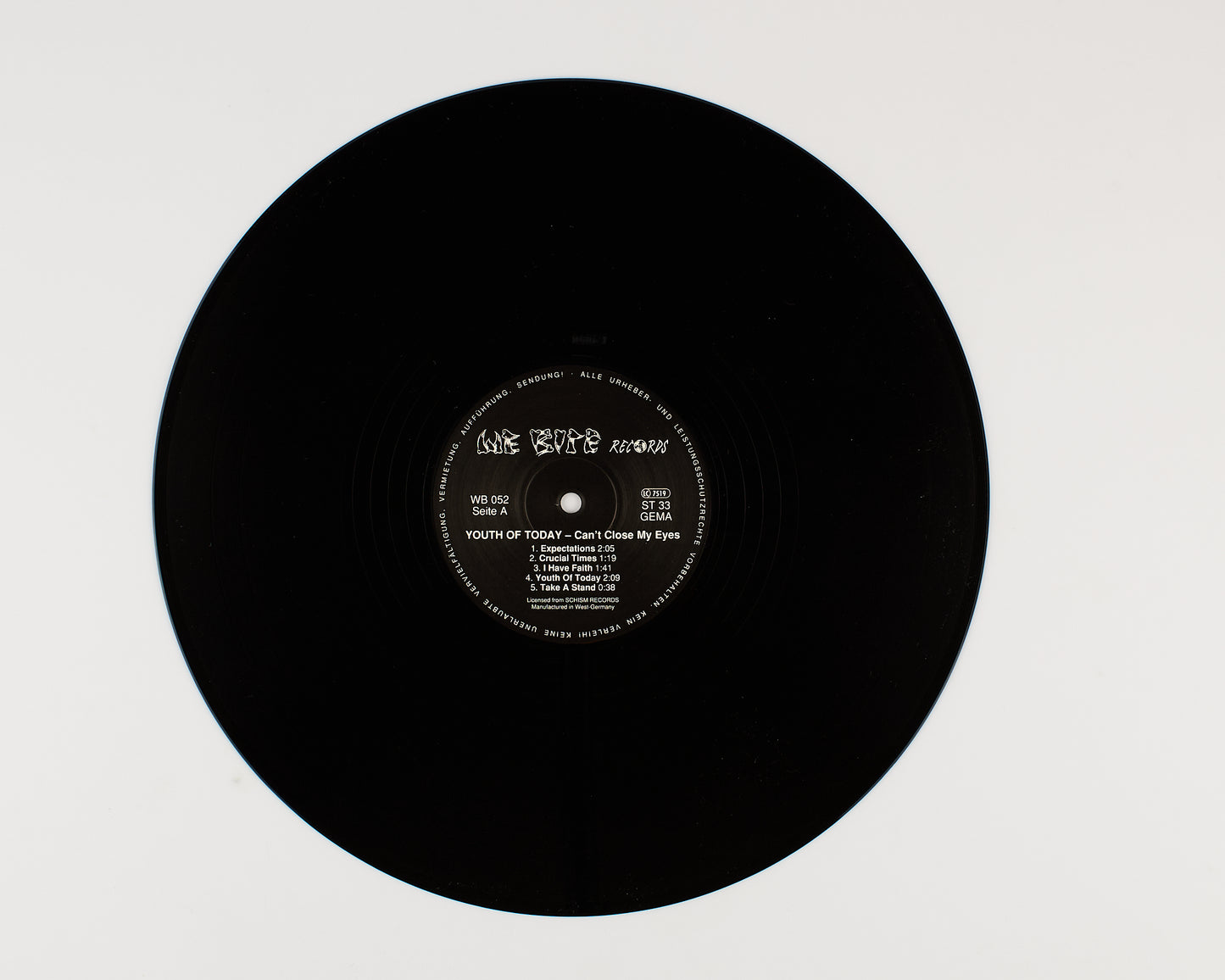Youth of today - Can't close my eyes - We Bite records 1988 - Punk Rock
