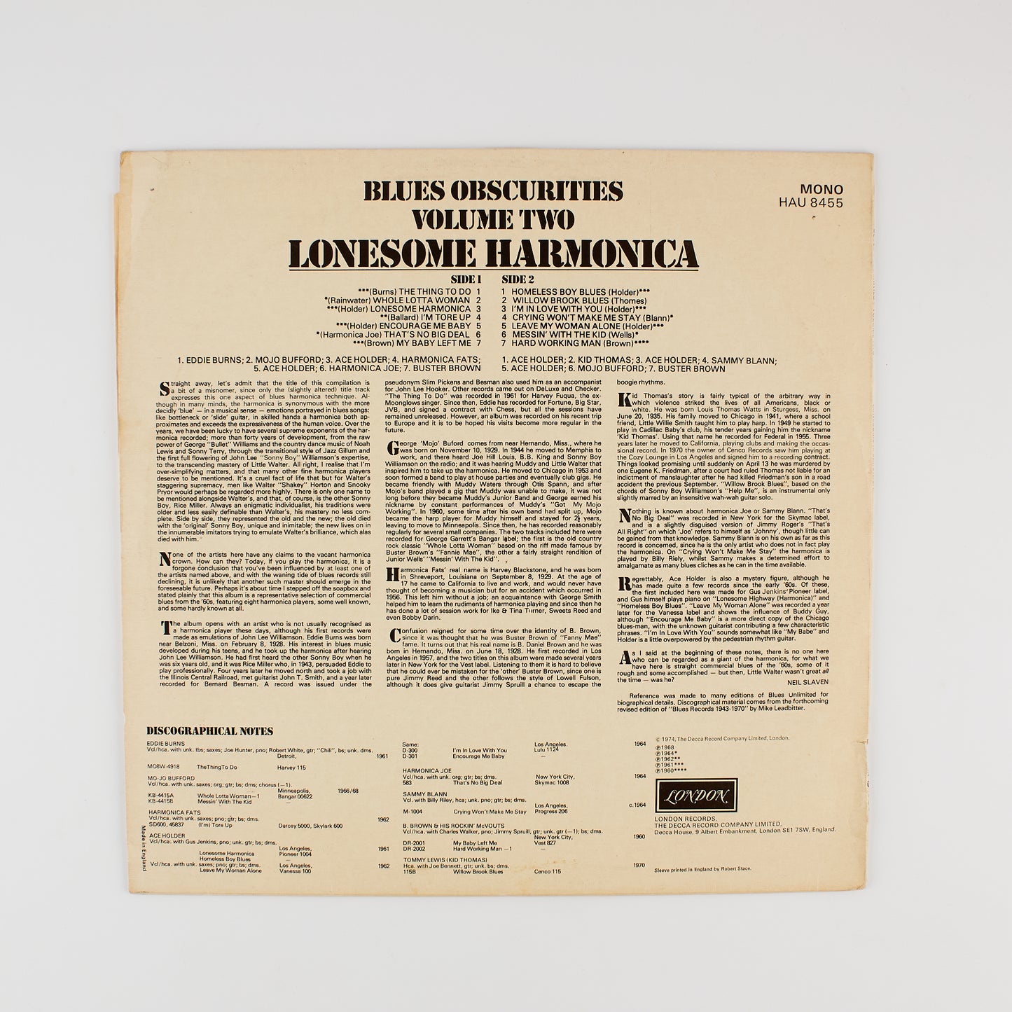 Lonesome Harmonica - Blues obscurities vol. 2 - 1970 - armonica blues
