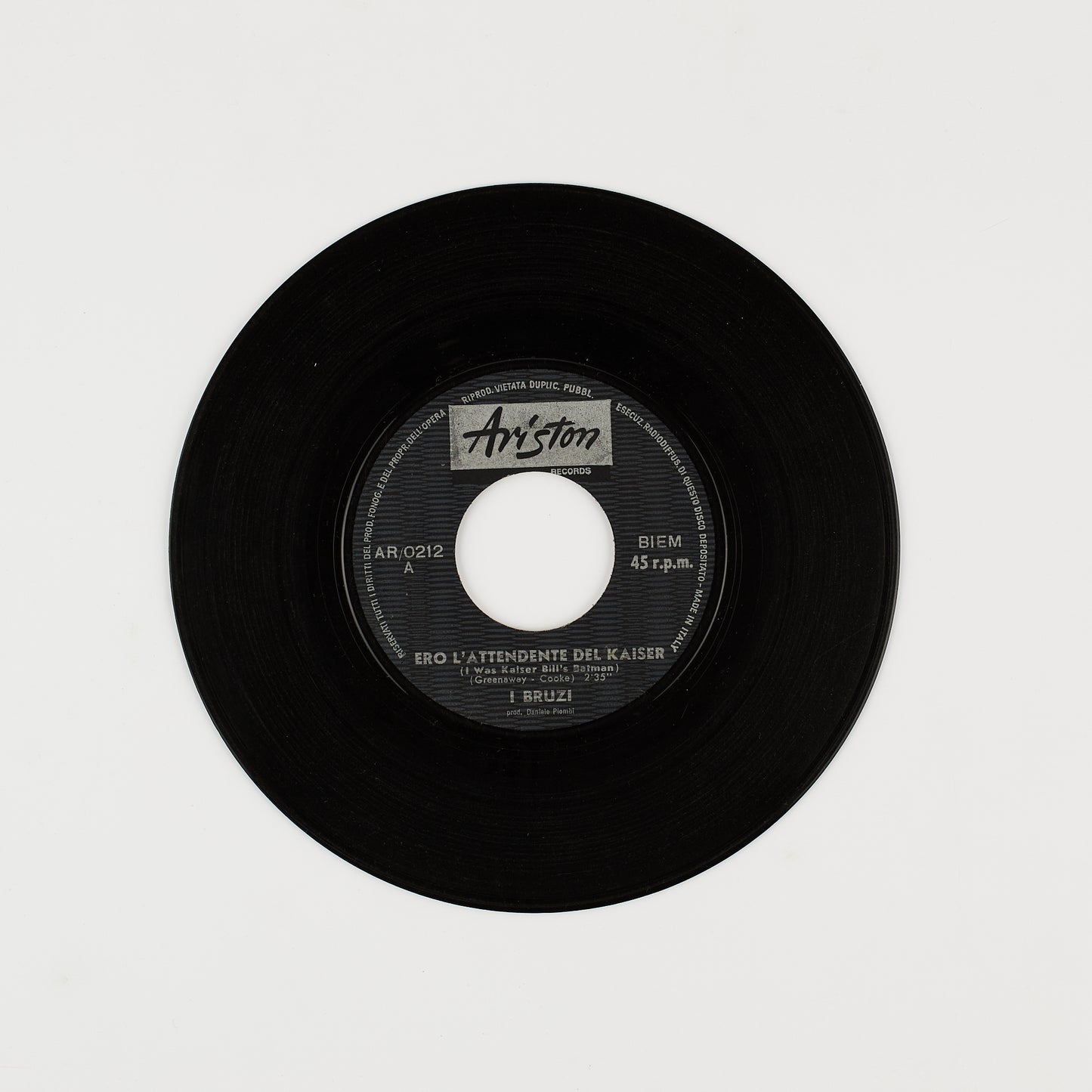 I Bruzi - Ero l'attendente del kaiser / Cuore di sasso - 7' Ariston 1967 - Beat Ita