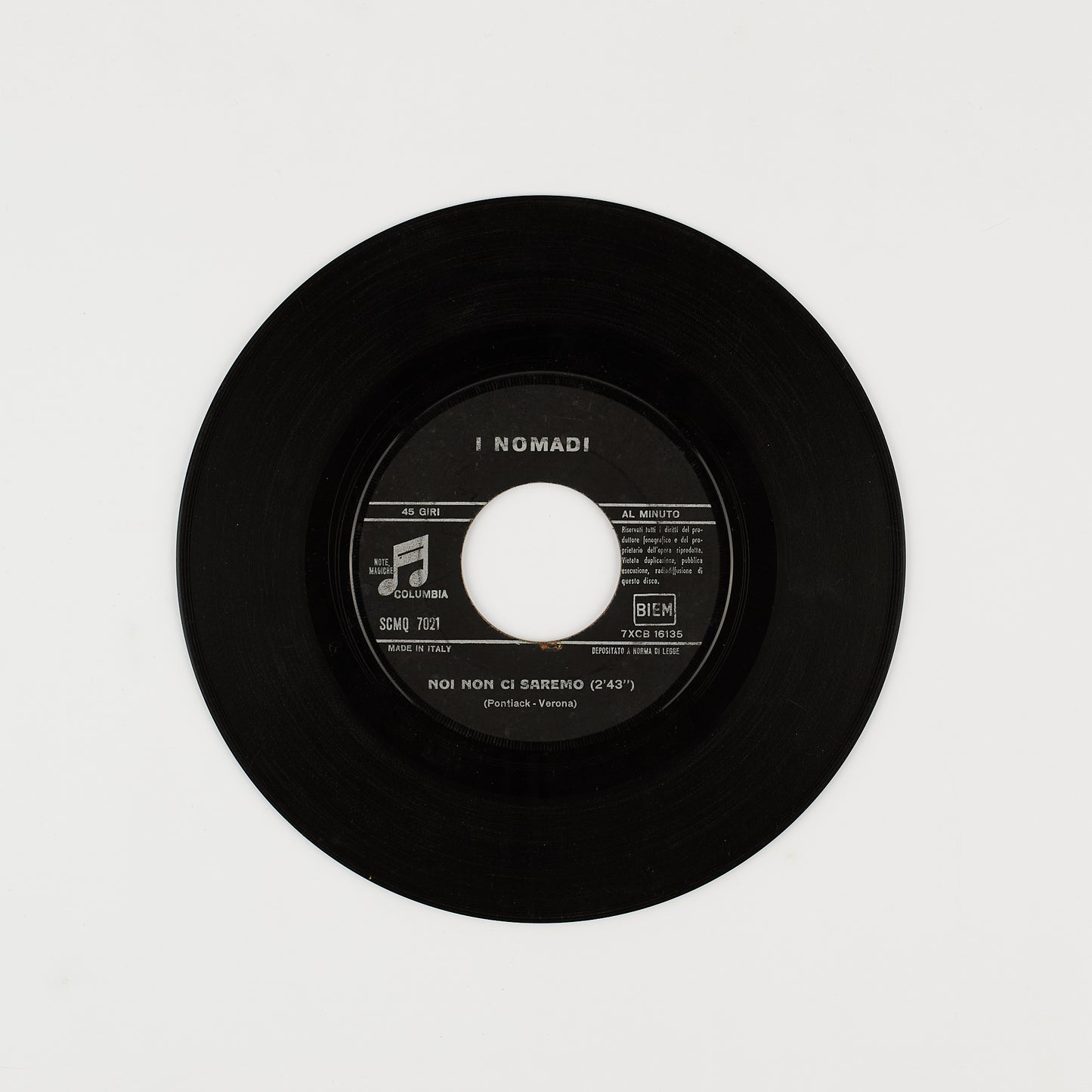 I Nomadi - Noi non ci saremo / Un riparo per noi - 7' Columbia 1966 - Beat Ita