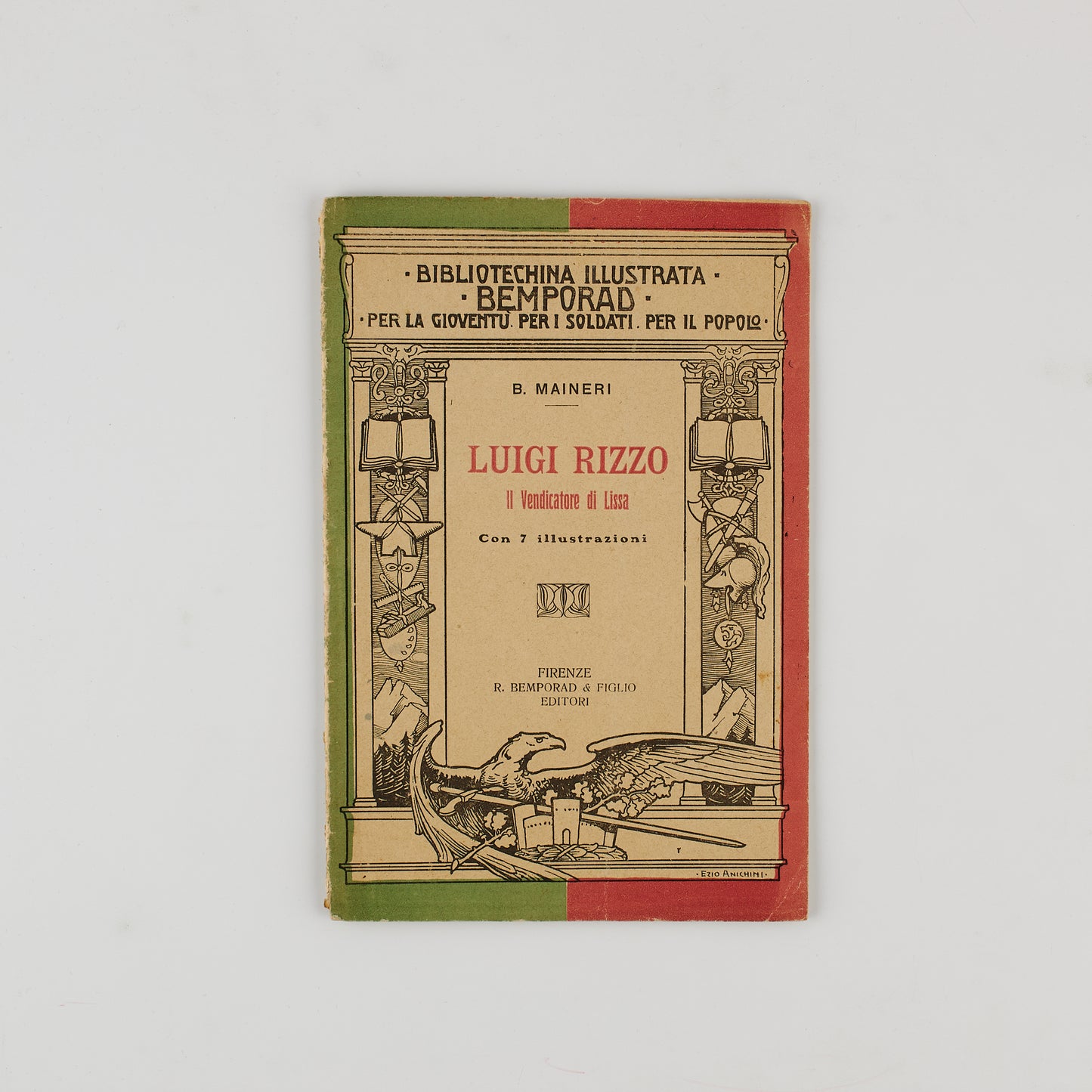 B. Maineri - Luigi Rizzo il vendicatore di Lissa - Bibliotechina illustrata Bemporad - Primi del 900