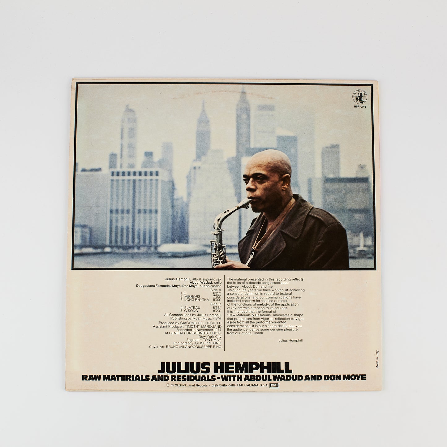 Julius Hemphill - Raw materials and residuals - 12' Black Saint - Jazz - Sax
