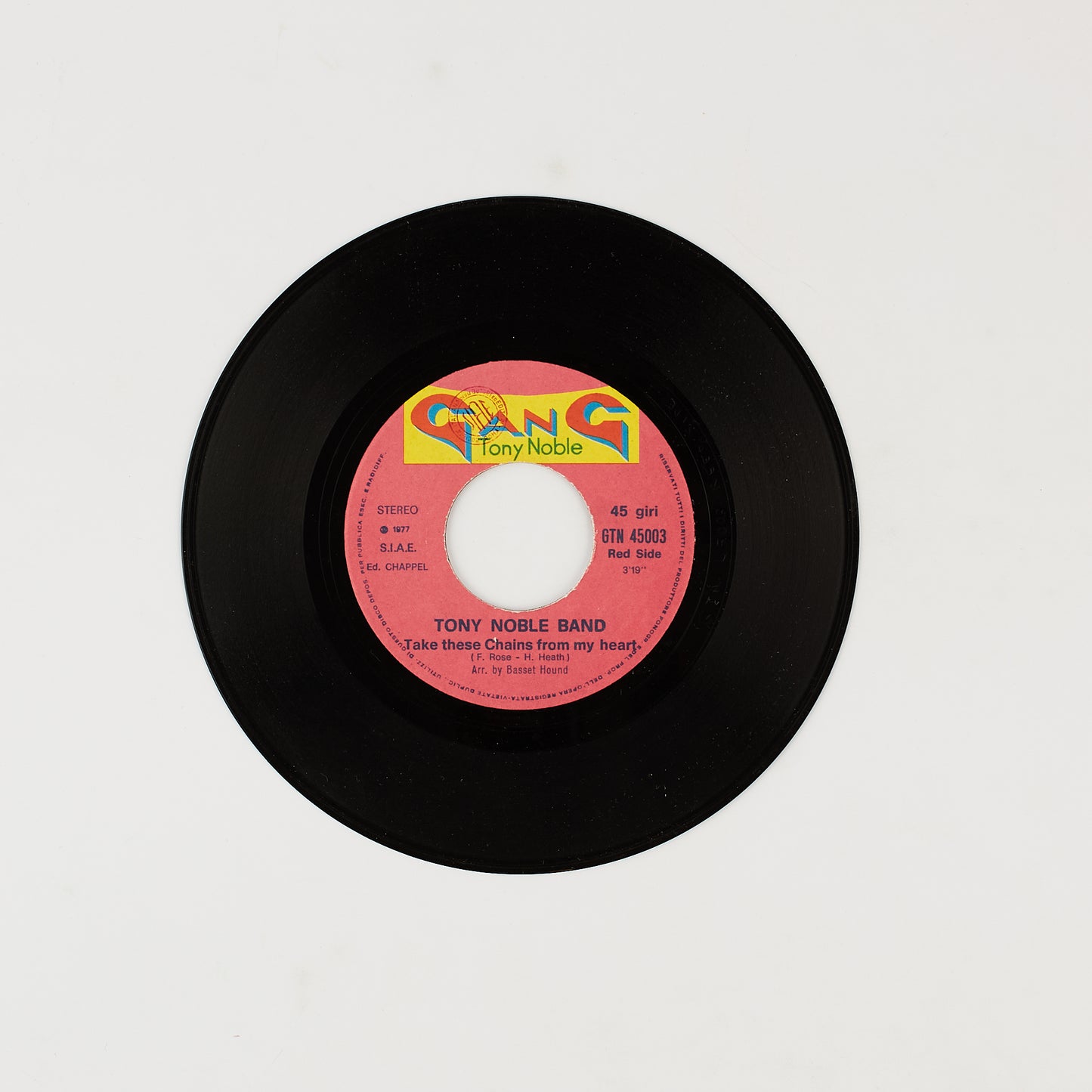 Tony Noble band - Take these chains from my heart / With all my heart - 7' 1977