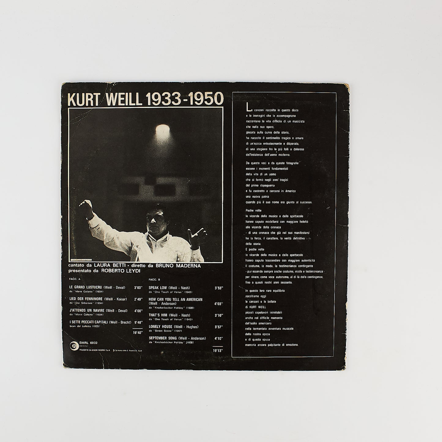 Laura Betti - Kurt Weill 1933 - 1950 - 12' Ricordi 1964