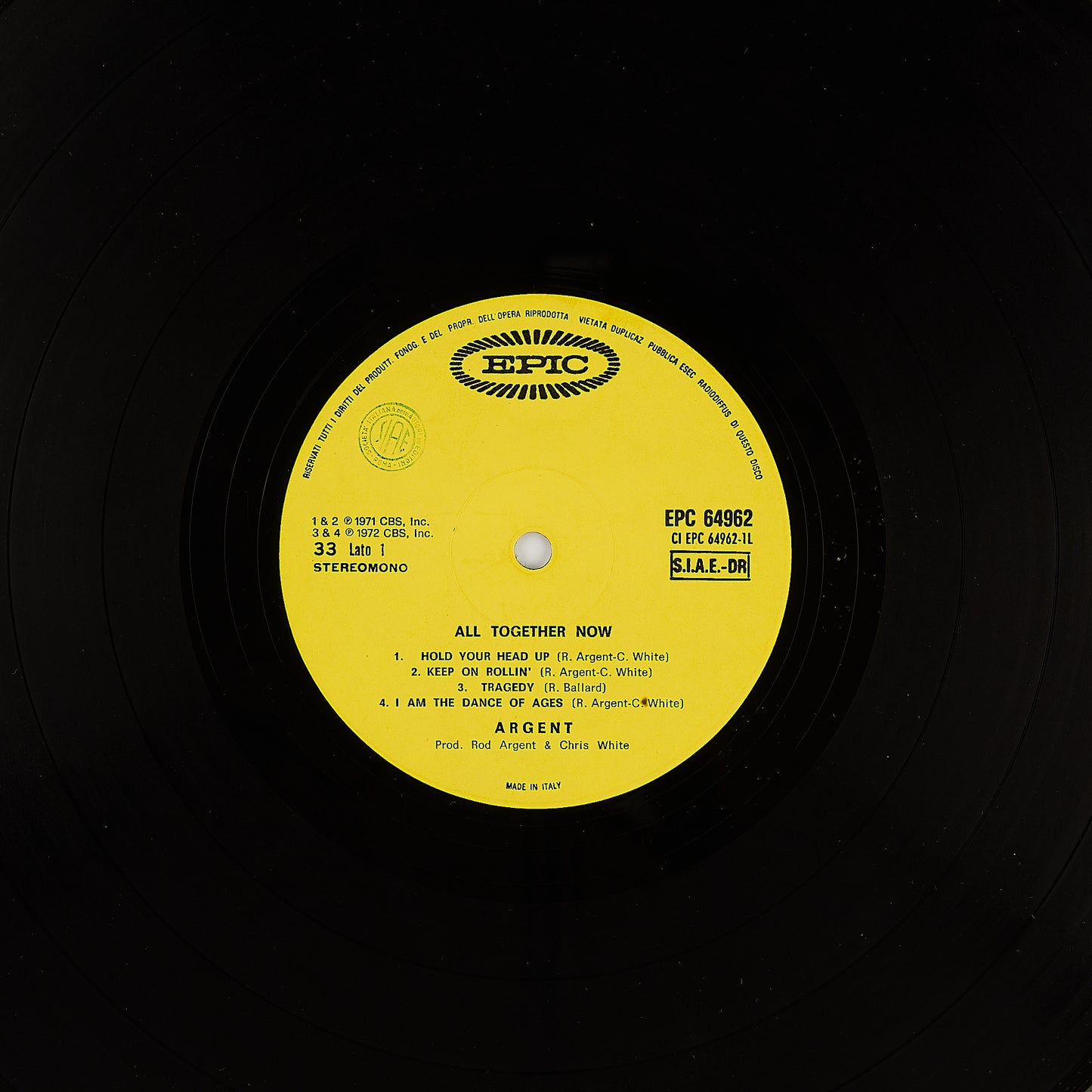 Argent - All together now - 12' Epic 1972 - Gatefold + Poster