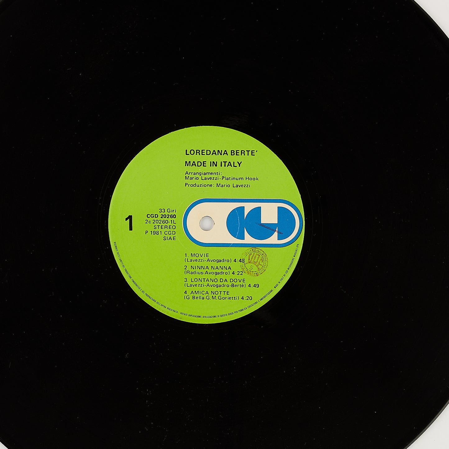 Loredana Bertè - Made in Italy - 12' CGD 1981