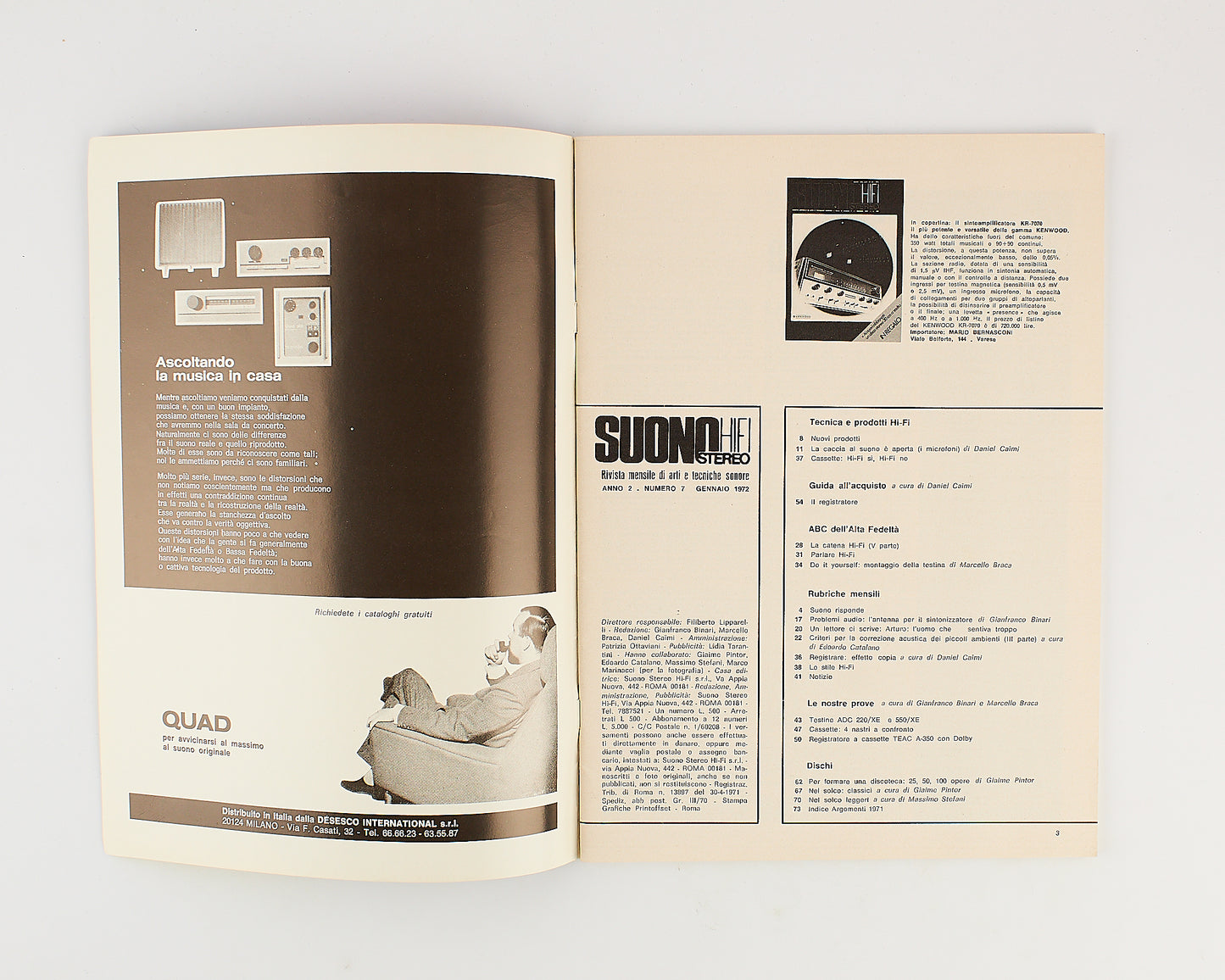 Suono Stereo Hi-Fi - Rivista - Anno 2 - Numero 7 - Gennaio 1972 - Rivista musicale