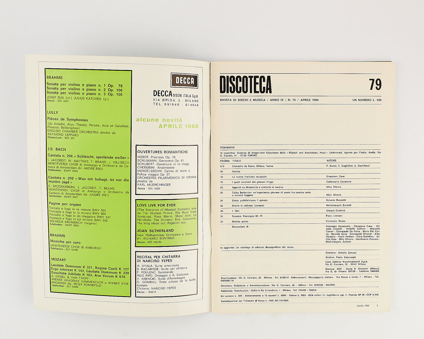 Discoteca - Rivista - Anno 9 - Numero 79 - Aprile 1968 - Rivista musicale