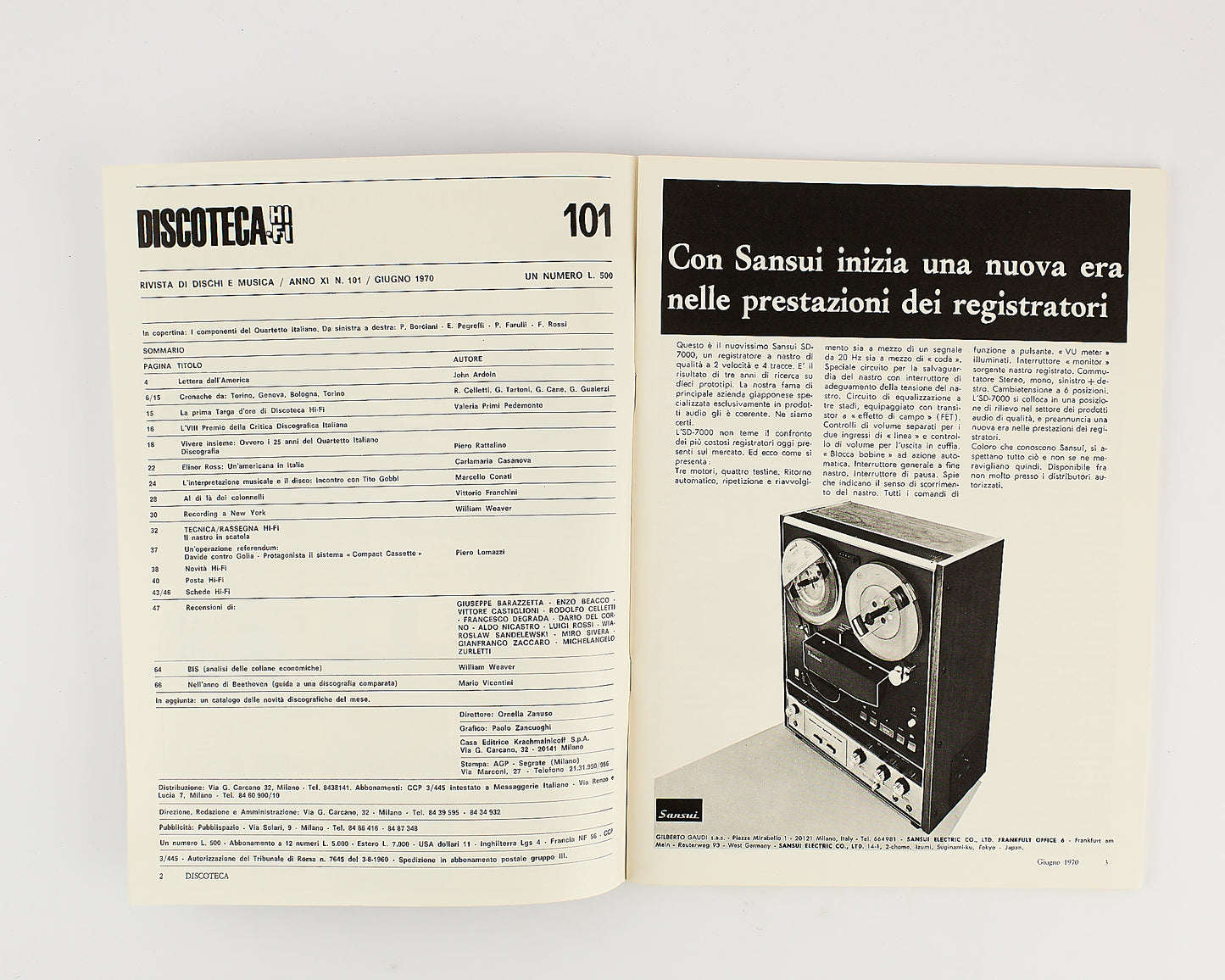 Discoteca Hi-Fi - Rivista - Anno 11 - Numero 101 - Giugno 1970 - Rivista musicale
