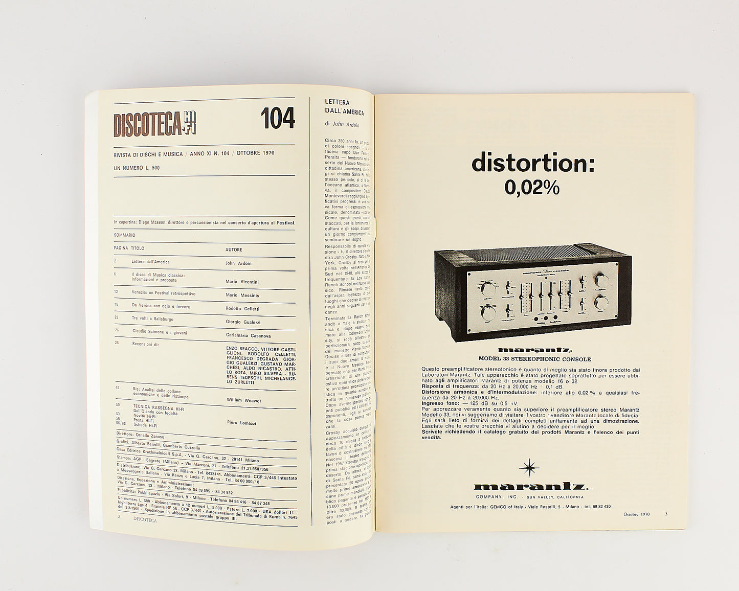 Discoteca Hi-Fi - Rivista - Anno 11 - Numero 104 - Ottobre 1970 - Rivista musicale