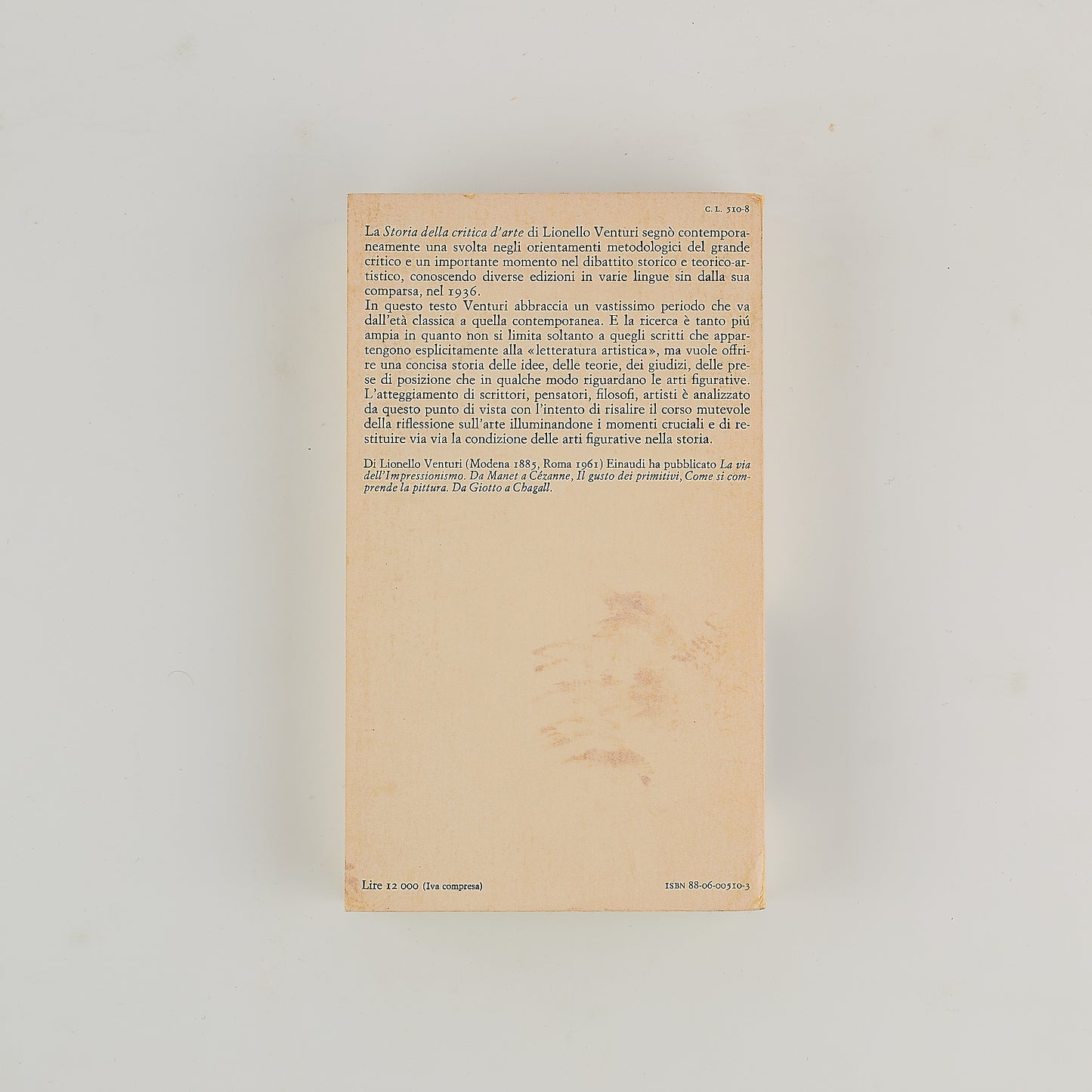 Lionello Venturi - Storia della critica d'arte - Ed. Einaudi 1982 - LIBRO STORIA DELL'ARTE