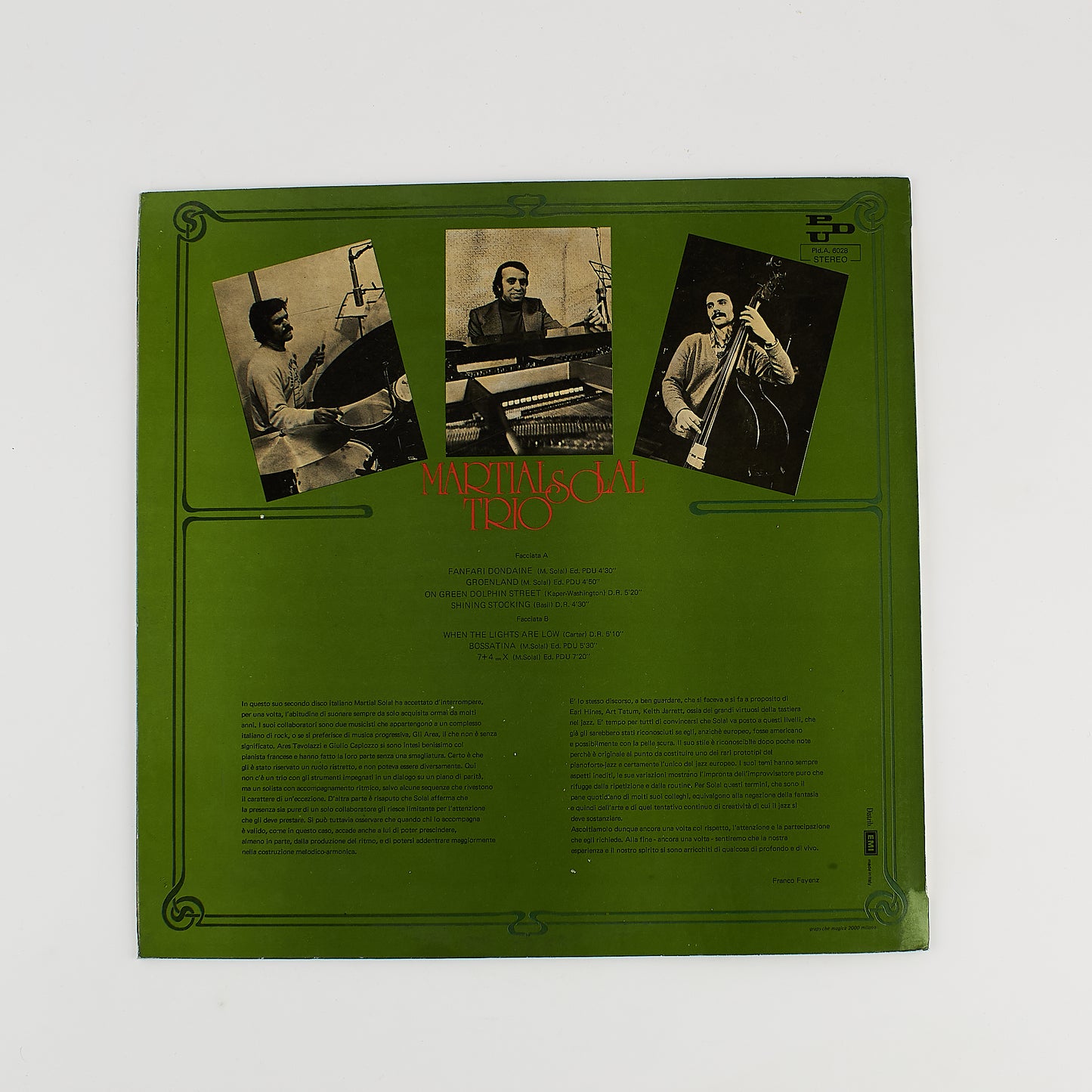 Martial Solal - Martial Solal Trio - Vinile 12' PDU 1975 - Jazz - 33 giri - Area