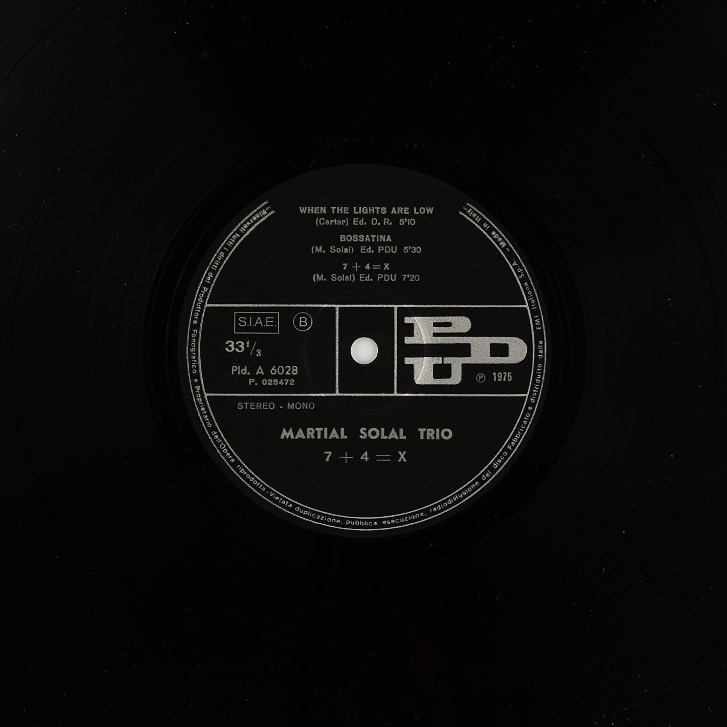 Martial Solal - Martial Solal Trio - Vinile 12' PDU 1975 - Jazz - 33 giri - Area