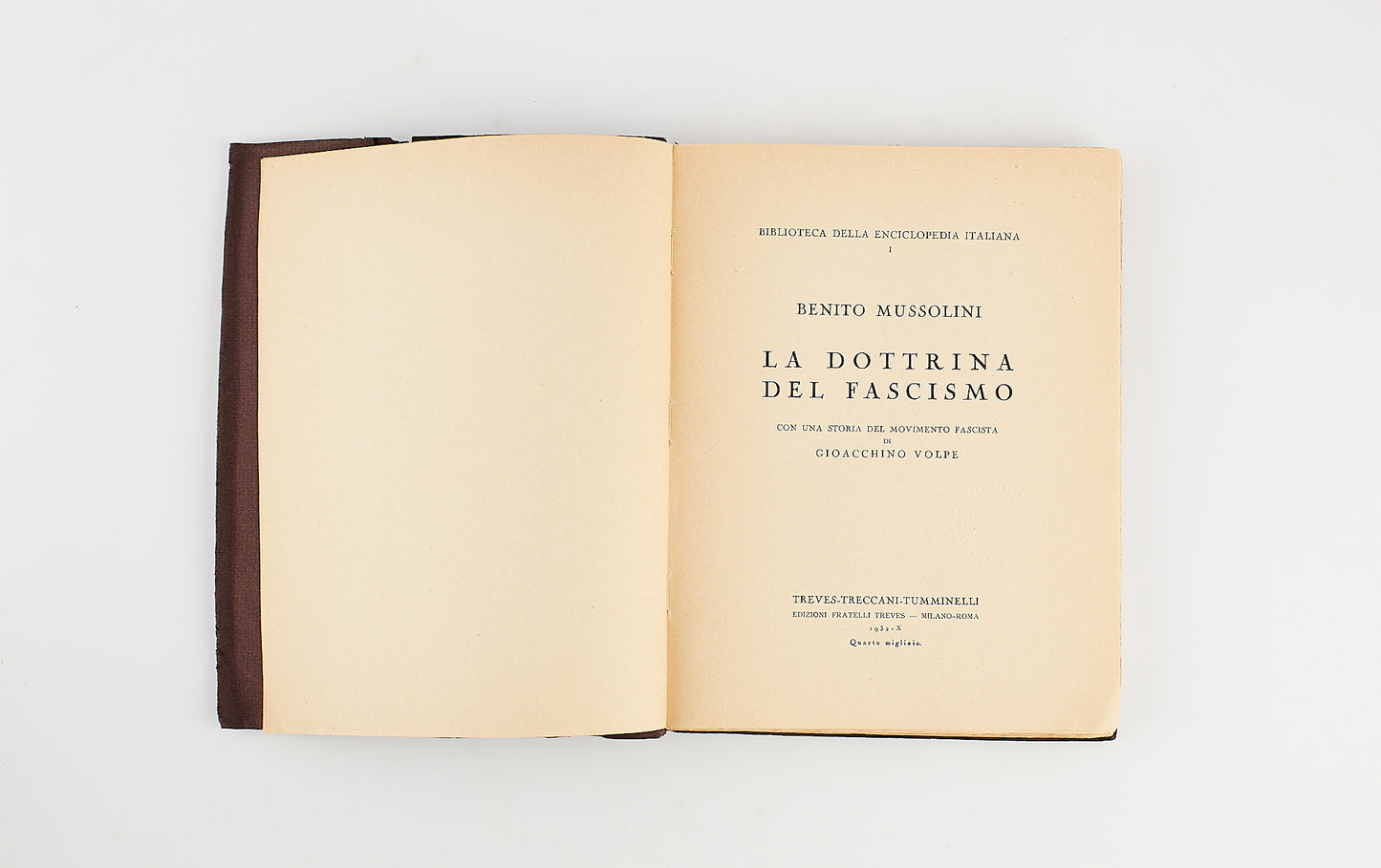 Benito Mussolini - La dottrina del fascismo - Ed. Treves Treccani Tumminelli 1932