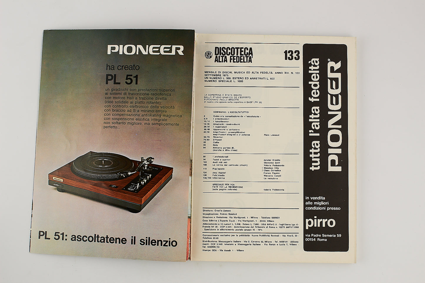Discoteca alta fedeltà - Rivista - Anno 14 - Numero 133 - Settembre 1973 - Rivista musicale