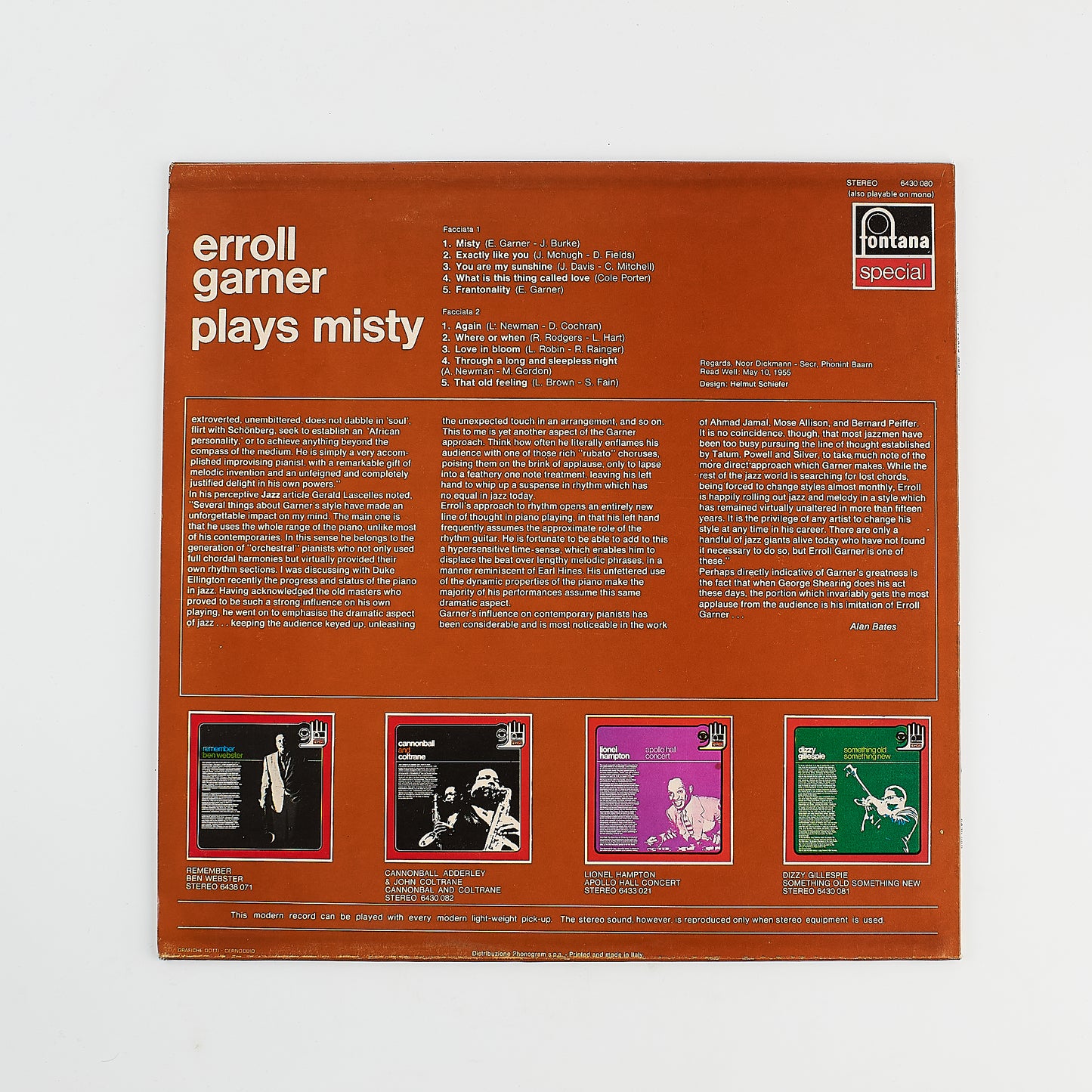 Erroll Garner - Plays Misty - 12' Fontana 1974 - Vinile Jazz - LP Piano Jazz