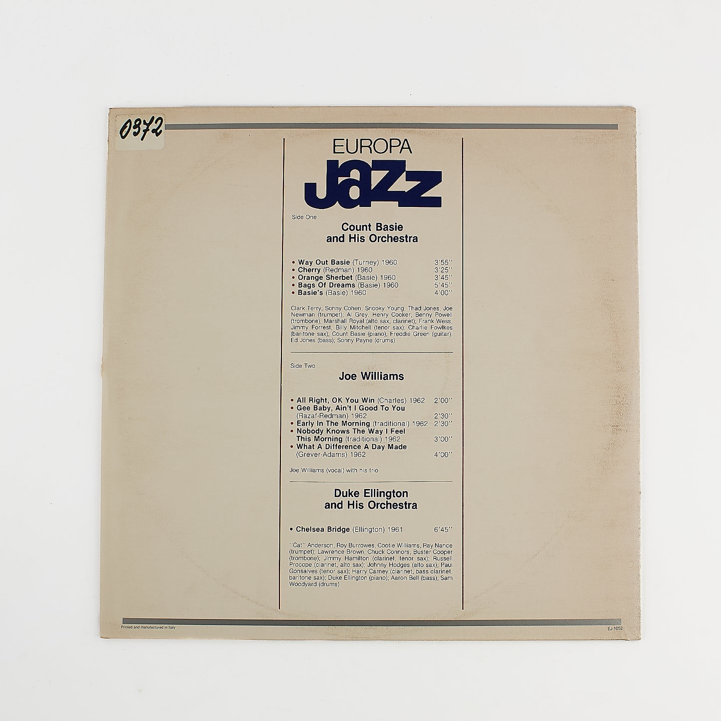 Count Basie - Joe williams - Duke Ellington - 12' Europa Jazz 1981 - Vinile Jazz Gatefold