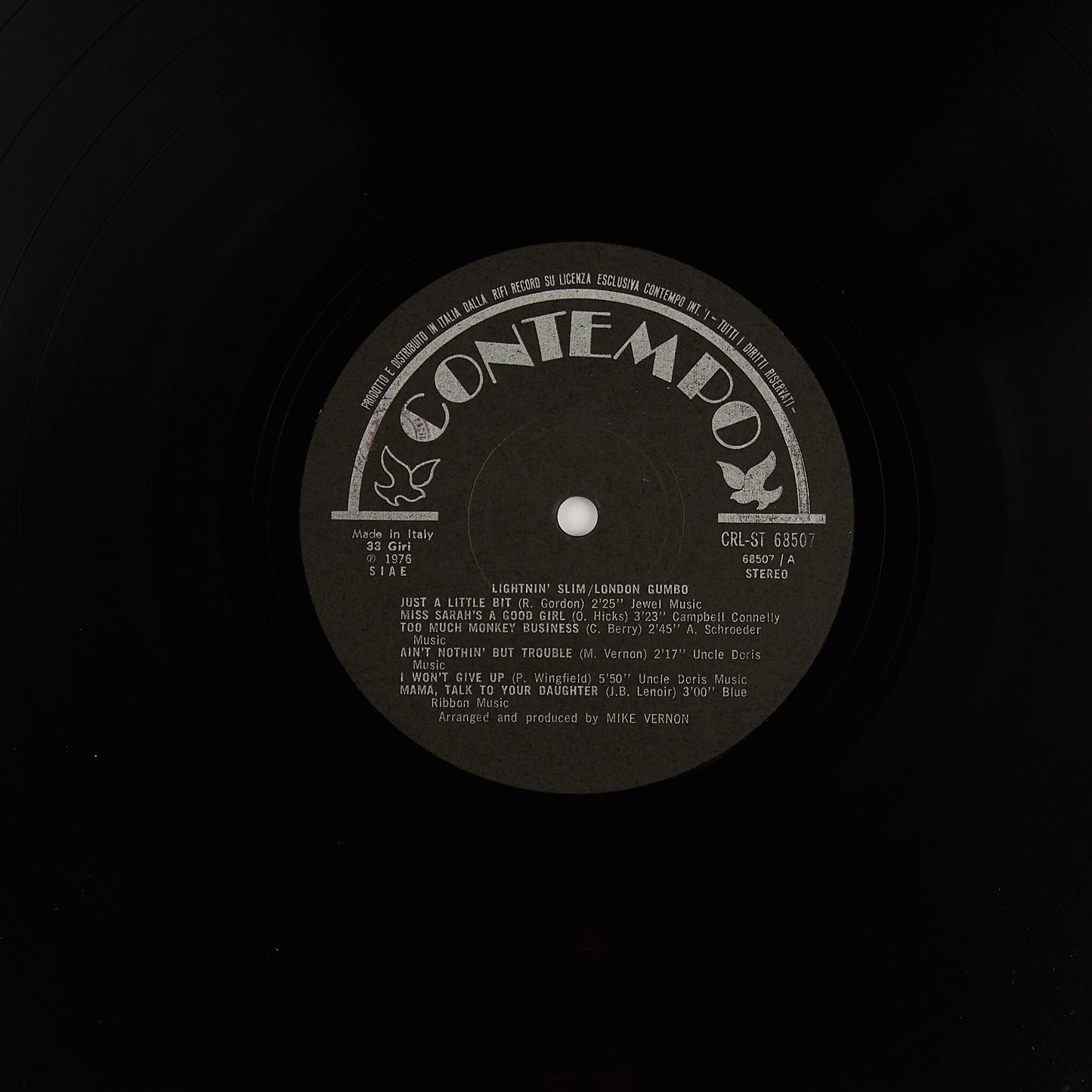 Lightnin' Slim - London Gumbo - 12' Contempo 1976 - LP Blues - Otis V. Hicks