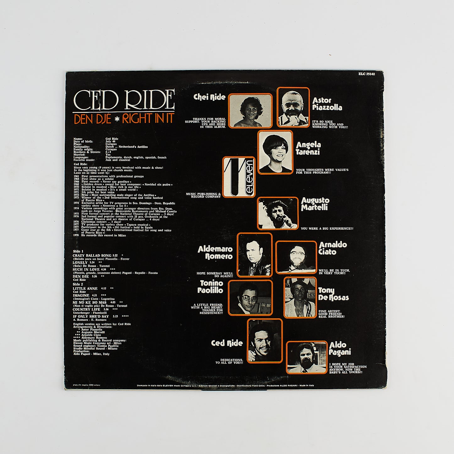 Ced Ride - Den Dje, Right in it - 12' LP - Eleven 1978 - South american music