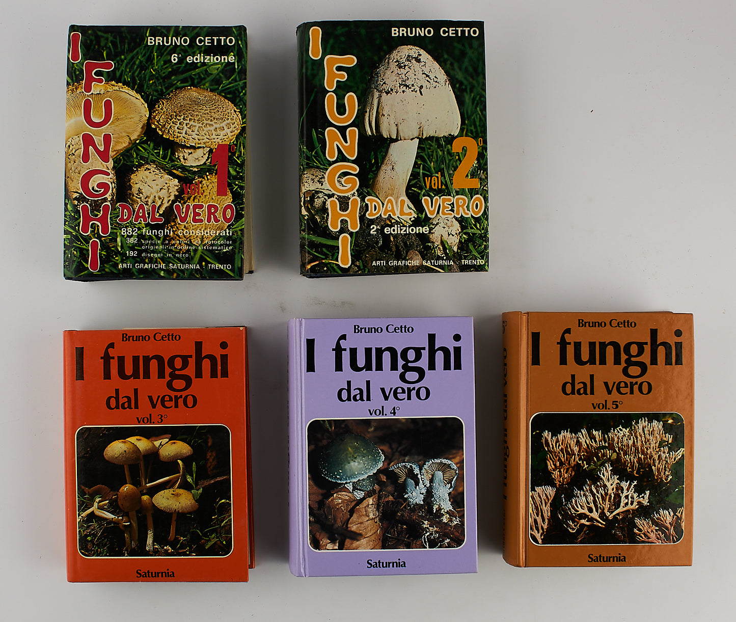 Bruno Cetto - I Funghi dal vero - Ed. Saturnia - 1976/1987 - 5 VOLUMI