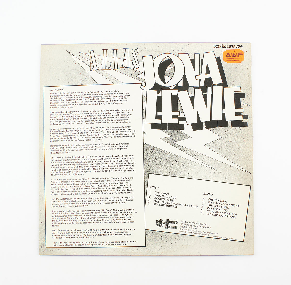 Jona Lewie - Alias - Sonet - 1975 - 33 giri - pub rock, new wave