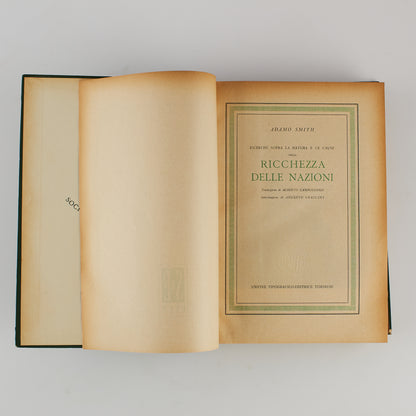Adam Smith - Ricchezza delle nazioni -  Prima Ed. UTET 1940
