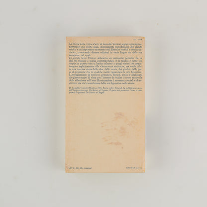 Lionello Venturi - Storia della critica d'arte - Ed. Einaudi 1982 - LIBRO STORIA DELL'ARTE