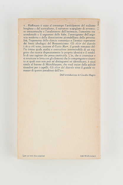 Hoffmann E.T.A. - Gli elisir del diavolo - Ed. Einaudi 1984 - Narrativa