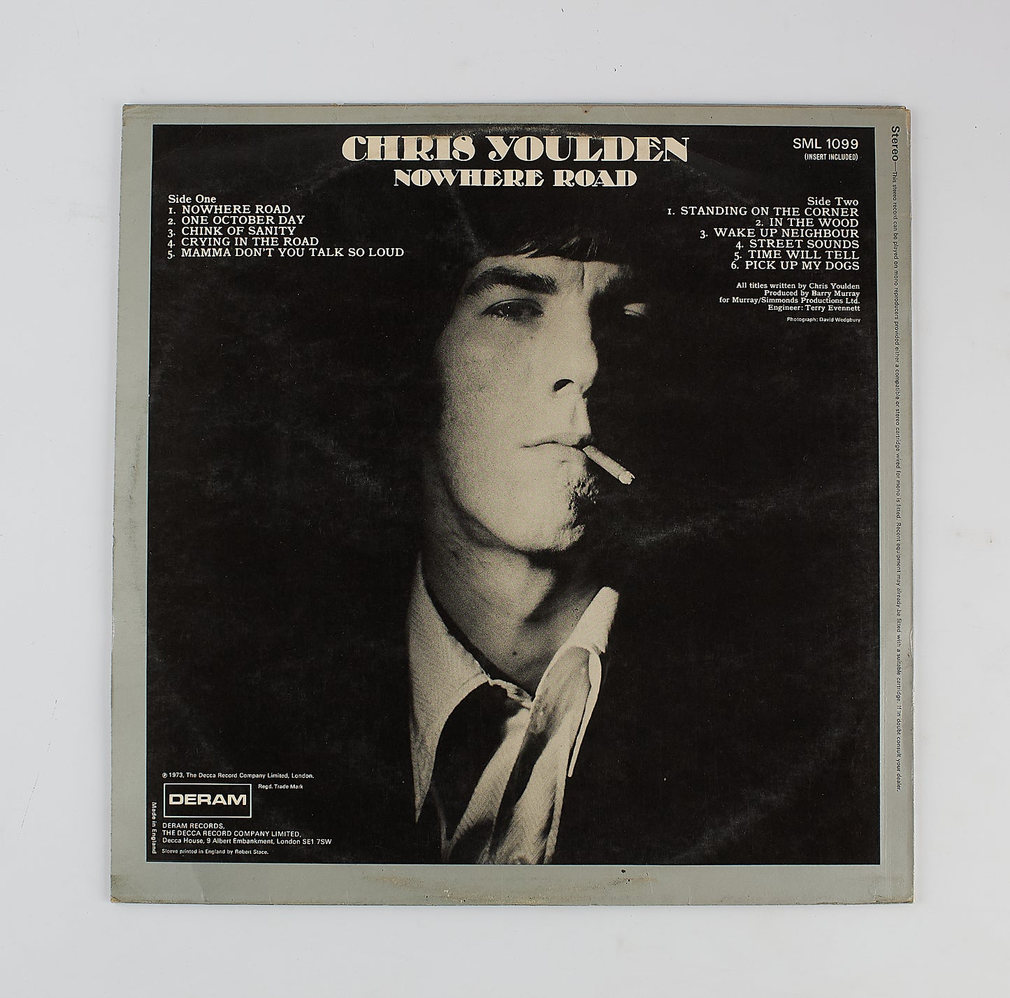 Chris Youlden - Nowhere road - Deram 1973 - Vinile 12' Pop / Blues - Lyrics inside