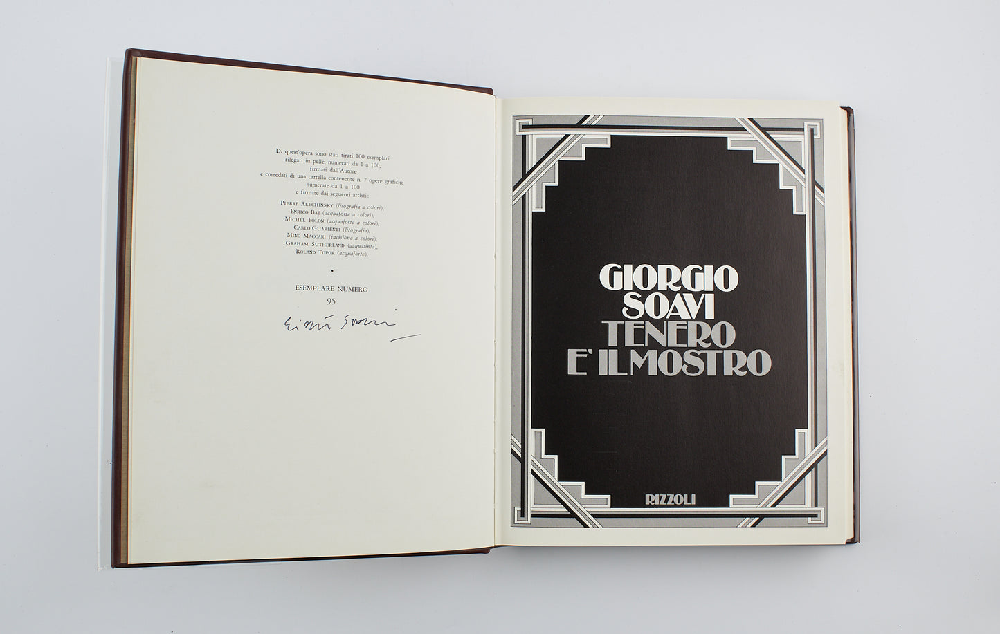 Giorgio Soavi - Tenero è il mostro (autografato) - 1° Ed. Rizzoli 1977 - arte