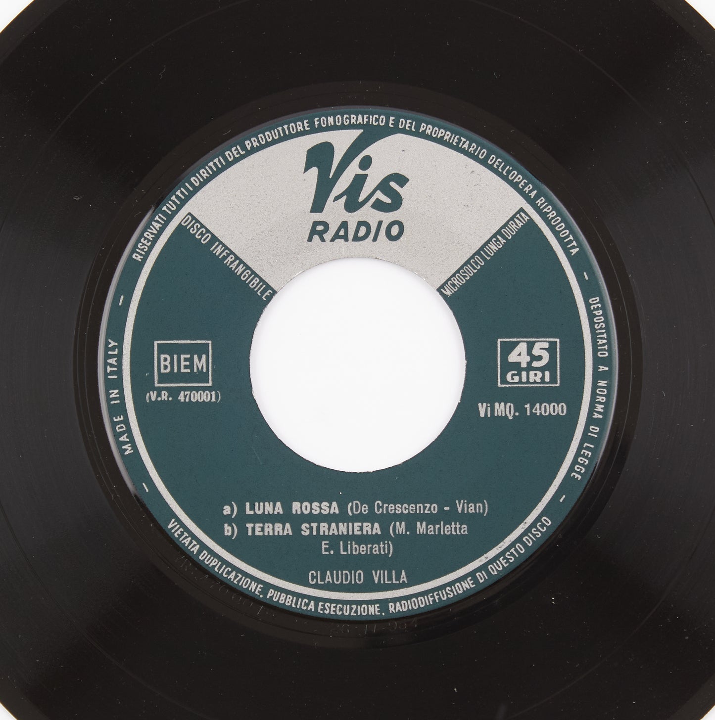 Claudio Villa - Luna rossa, Terra straniera, Signora, Perdonami - 1954 - 45 giri - Vis Radio - cantanti italiani