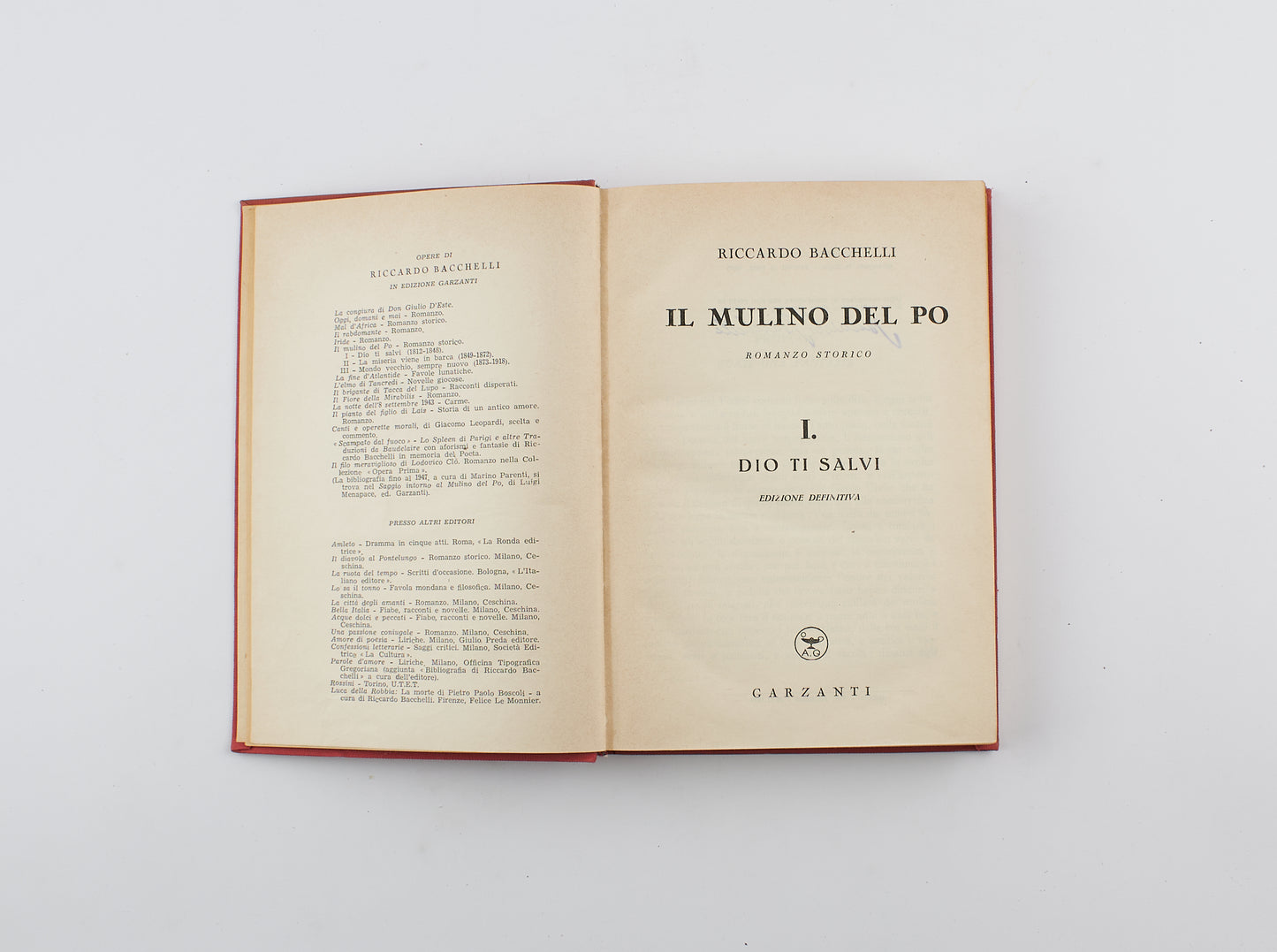 Riccardo Bacchelli - Il mulino del Po, 3voll. - Ed. Definitiva Garzanti 1947 - narrativa
