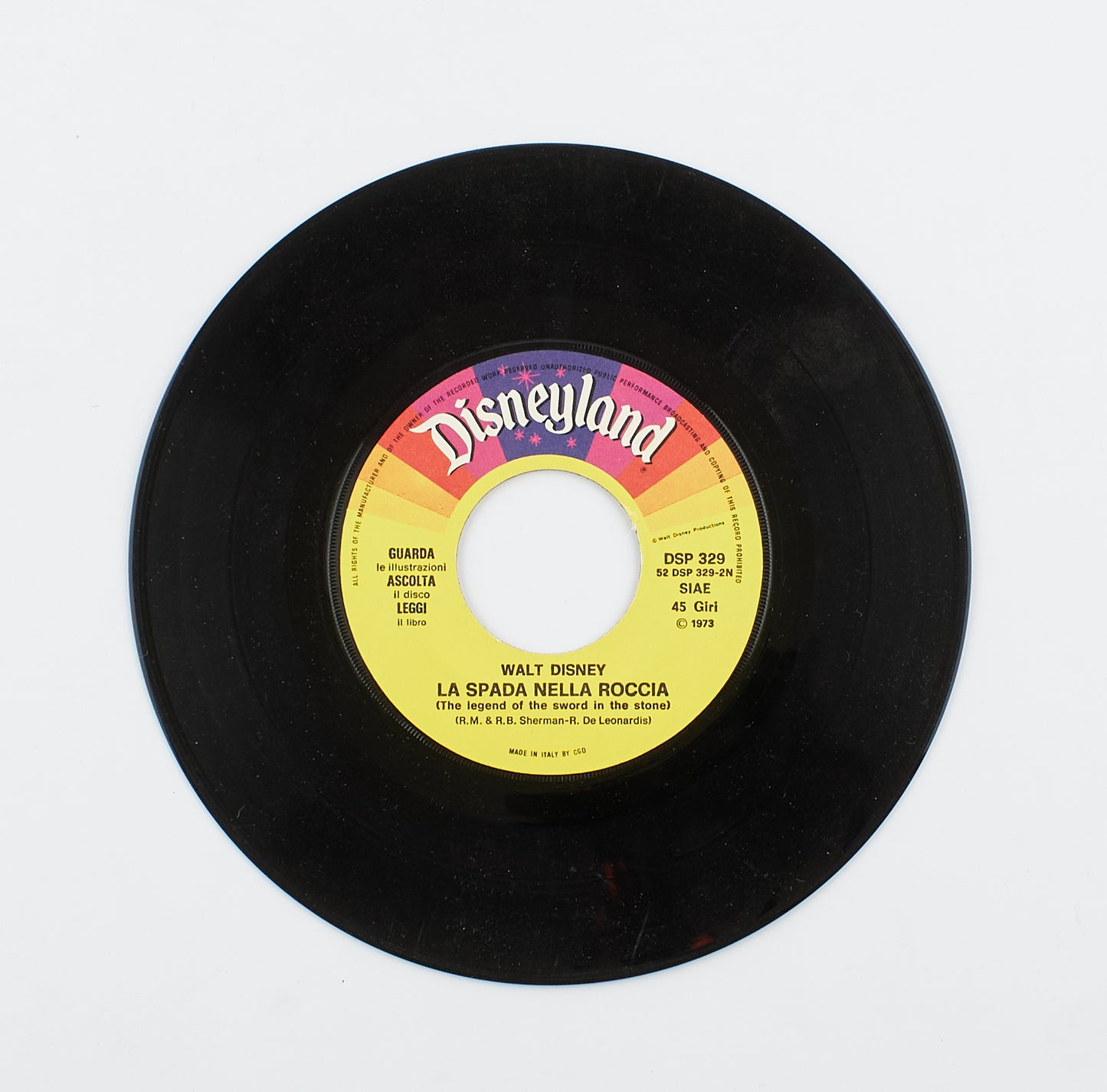 Walt Disney - La Spada nella roccia - Disneyland - 1973 - 45 giri - favole sonore per ragazzi
