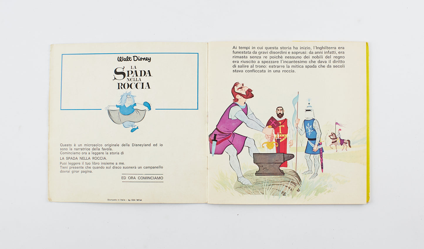 Walt Disney - La Spada nella roccia - Disneyland - 1973 - 45 giri - favole sonore per ragazzi