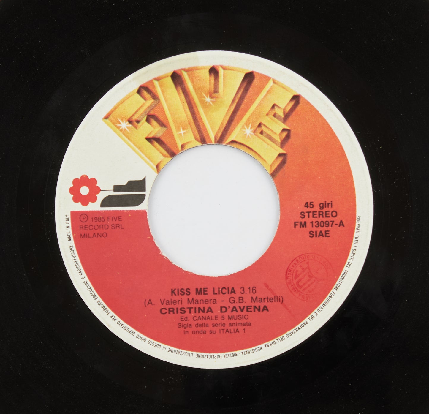 Cristina D'Avena - Kiss me Licia - Five Record - 1985 - 45 giri - sigle