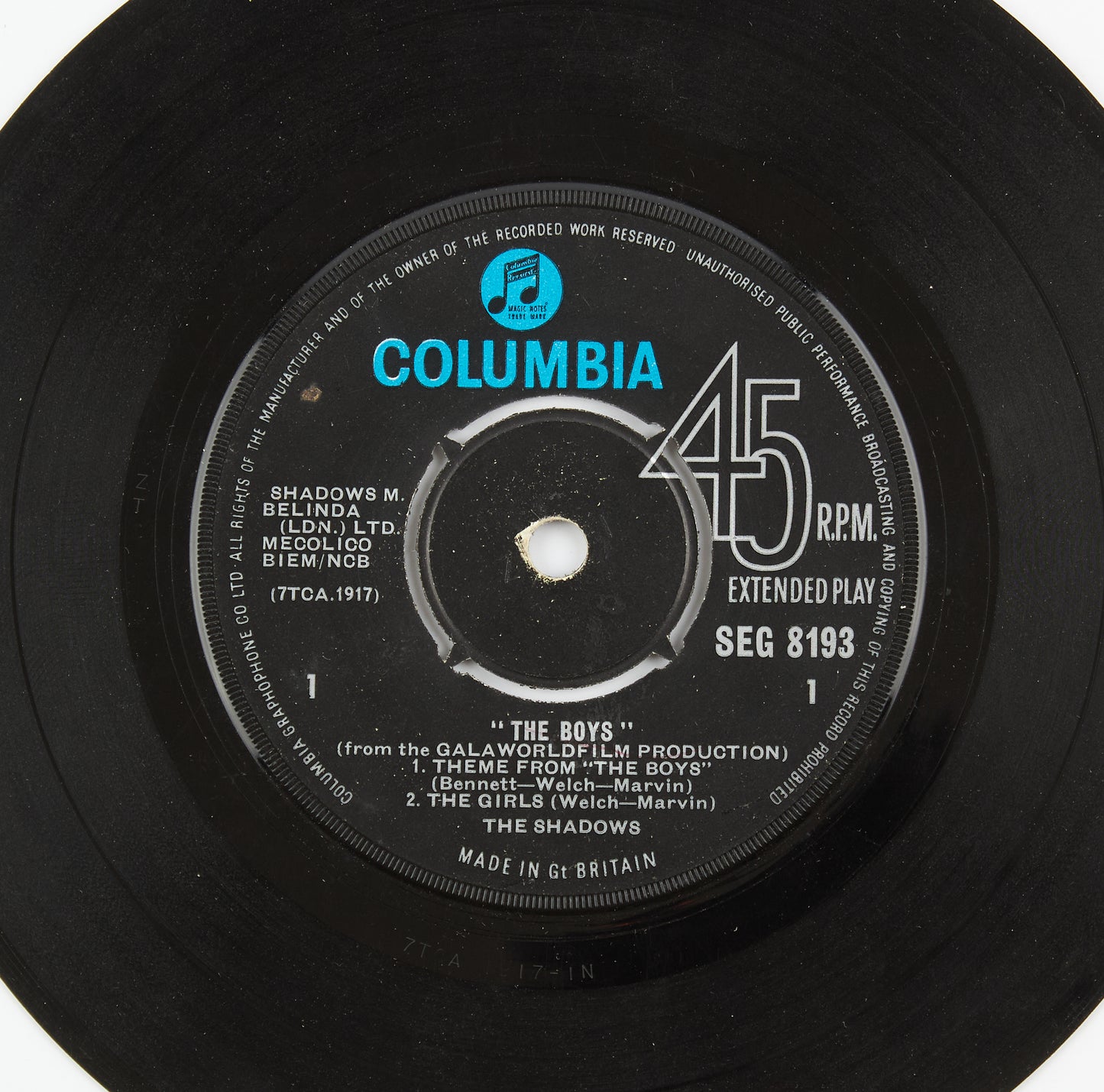 The Shadows - The Boys - Columbia - 1962 - 45 giri - pop
