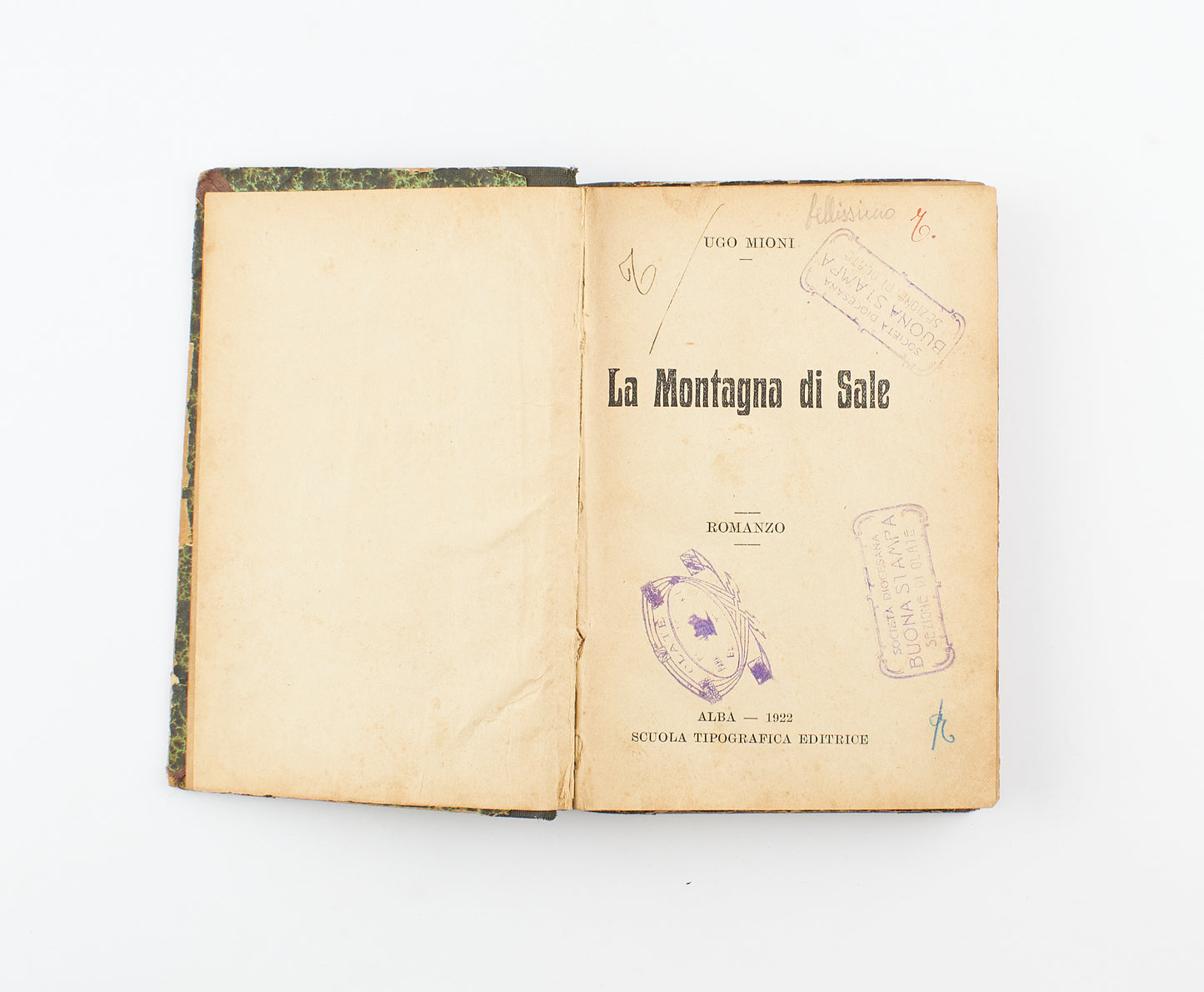 Ugo Mioni - La montagna di sale - 1^ Ed. Alba Scuola Tipografica Editrice 1922 - narrativa