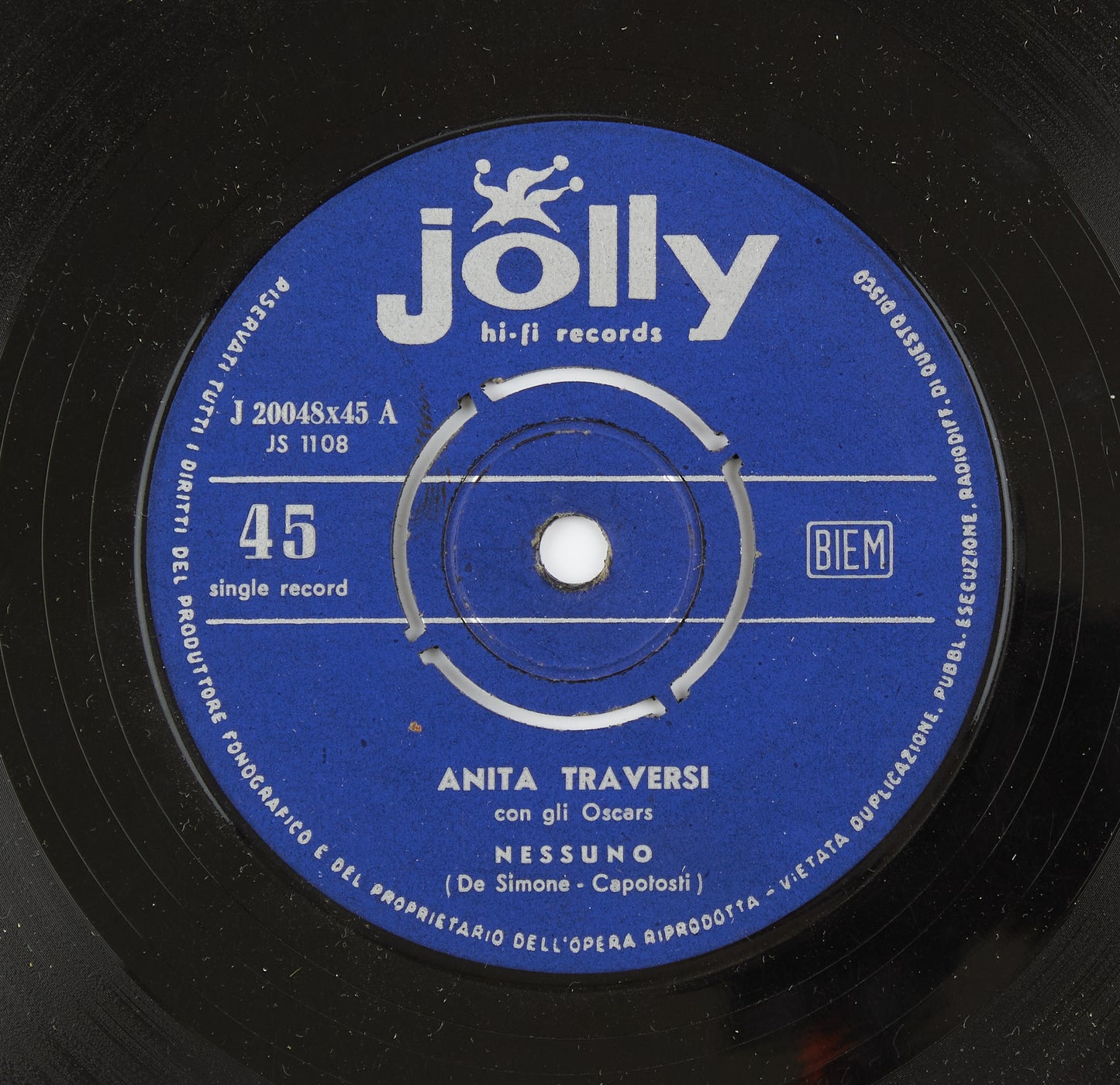 Anita Traversi - Nessuno/Tua - Jolly - 1959 - 45 giri - cantanti italiani