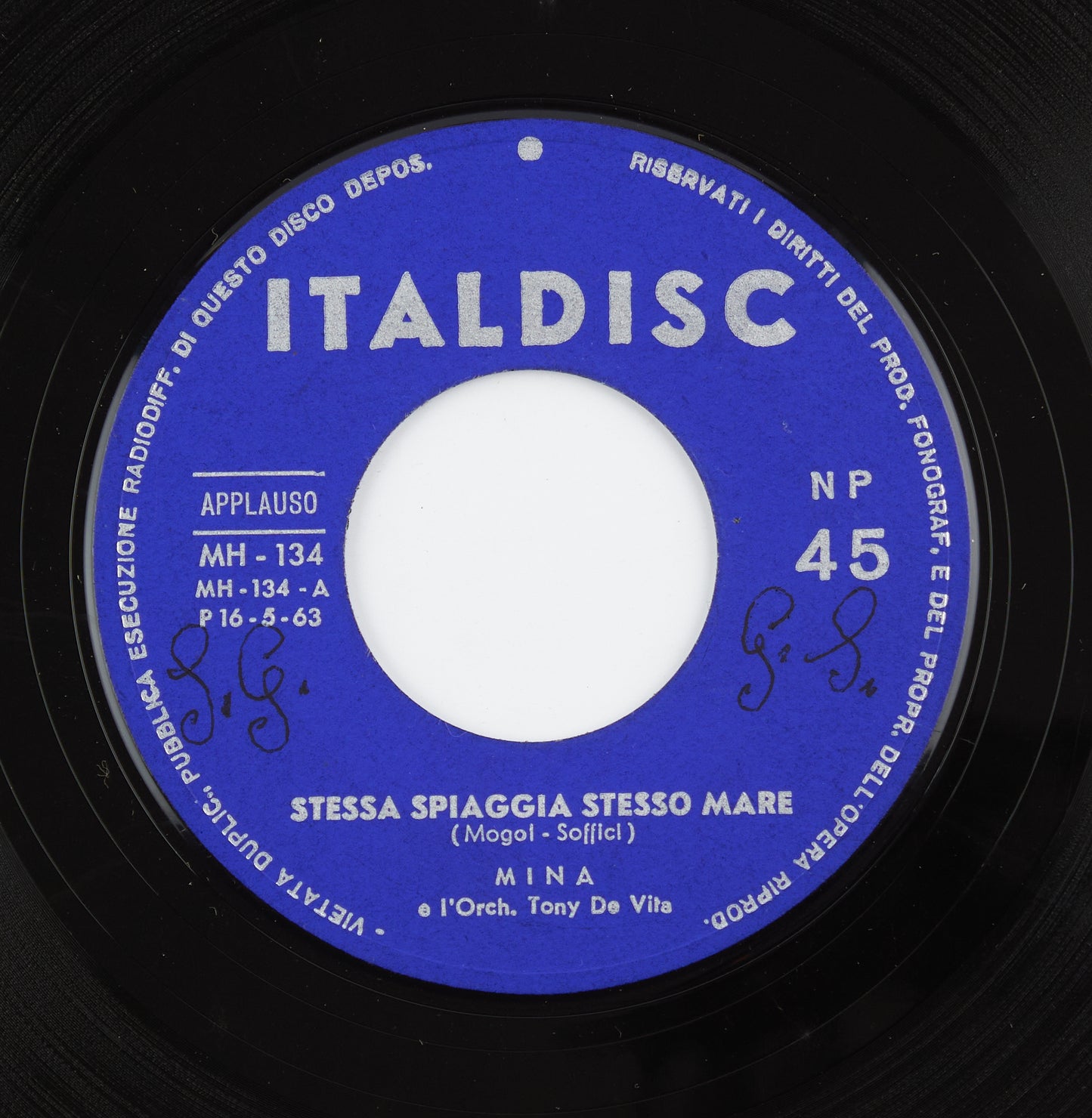 Mina - Stessa spiaggia, stesso mare / Ollalla gigi - Italdisc - 1963 - 45 giri - cantanti italiani