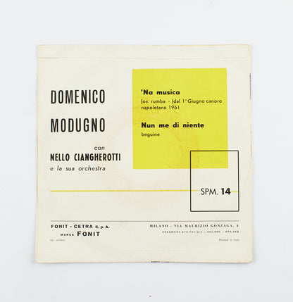 Domenico Modugno - 'Na musica / Nu me di niente - Fonit - 1961 - 45 giri - cantautori italiani