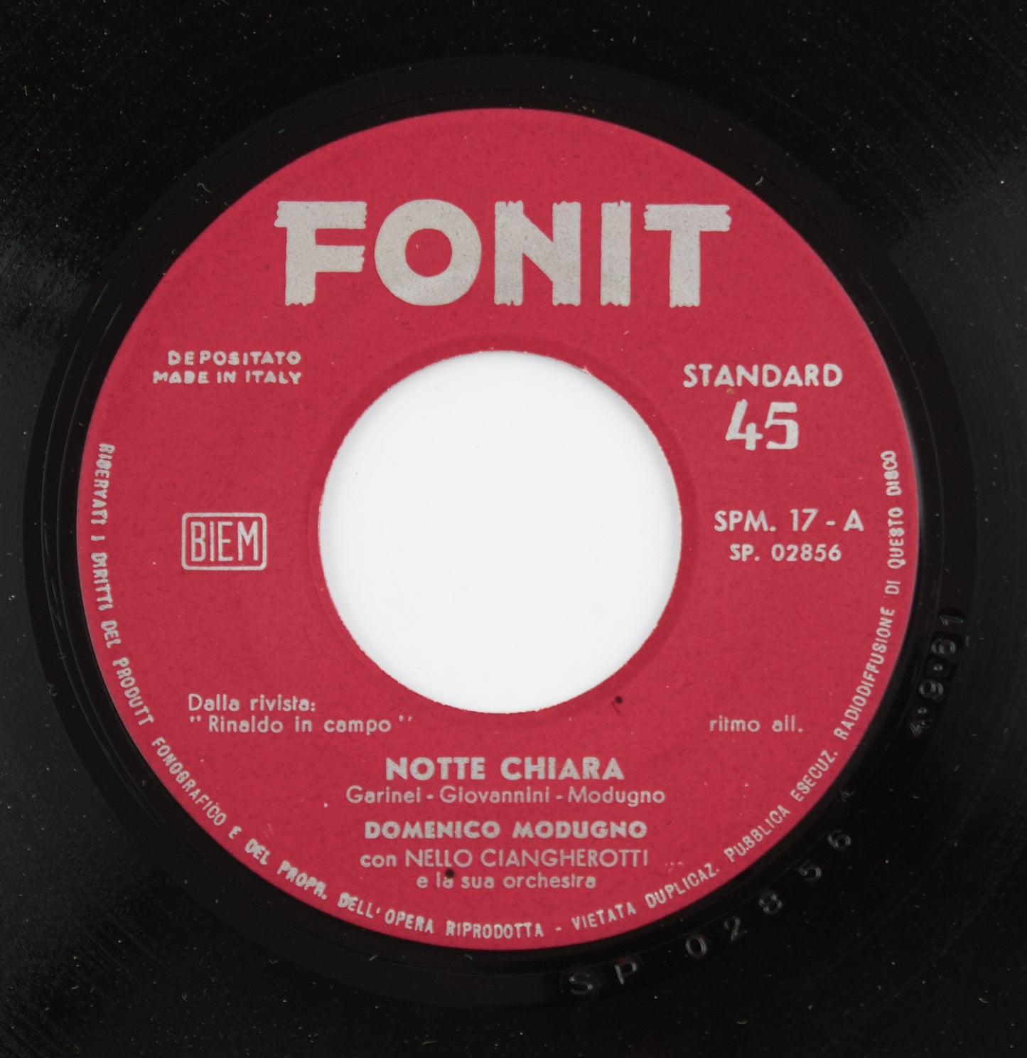 Domenico Modugno - Notte chiara / Orizzonti di gioia - Fonit - 1961 - 45 giri - cantautori italiani
