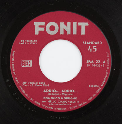 Domenico Modugno - Addio addio / Lupi e pecorelle - Fonit - 1962 - 45 giri - cantautori italiani
