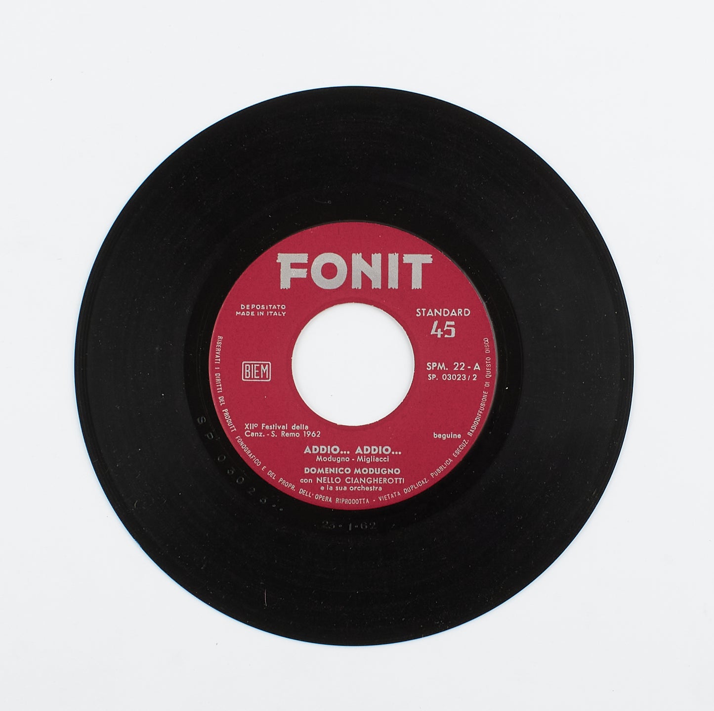 Domenico Modugno - Addio addio / Lupi e pecorelle - Fonit - 1962 - 45 giri - cantautori italiani