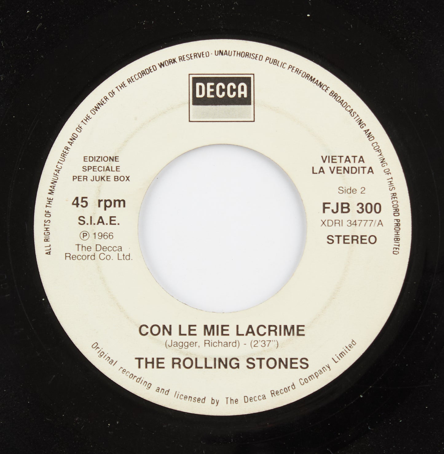 The Rolling Stones - Satisfaction / Con le mie lacrime - Decca - 1965, 1966 - 45 giri - rock