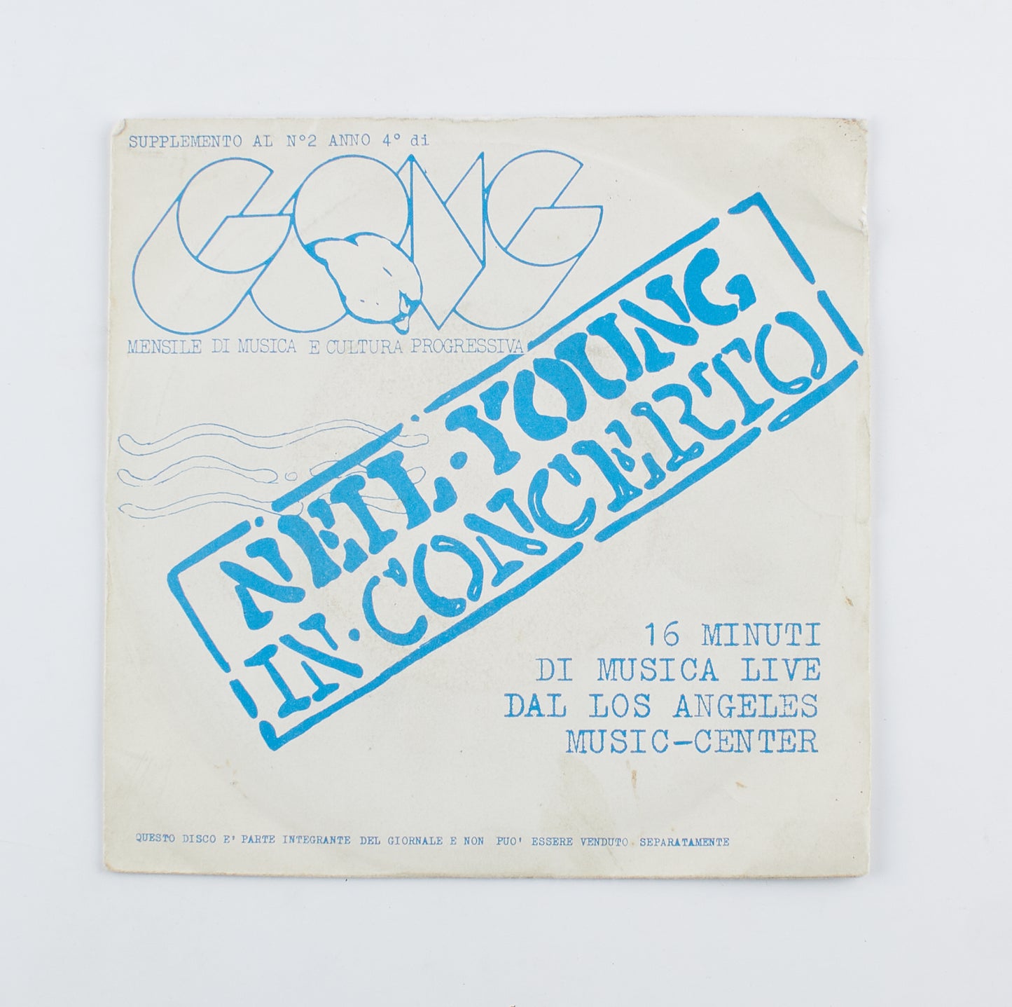 Neil Young - In concerto - Gong - 1977 - 45 giri - cantautori internazionali