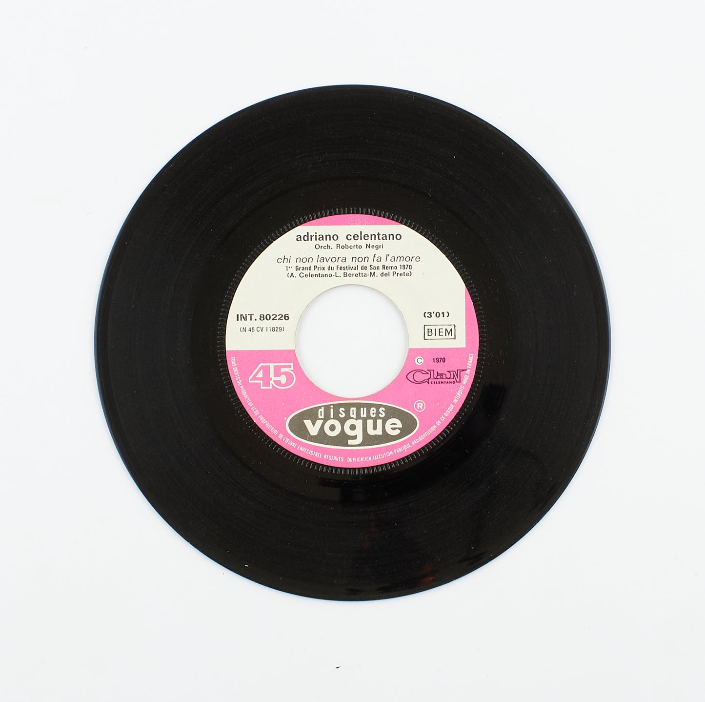 Adriano Celentano - Chi non lavora non fa l'amore - Vogue - 1970 - 45 giri - cantanti italiani