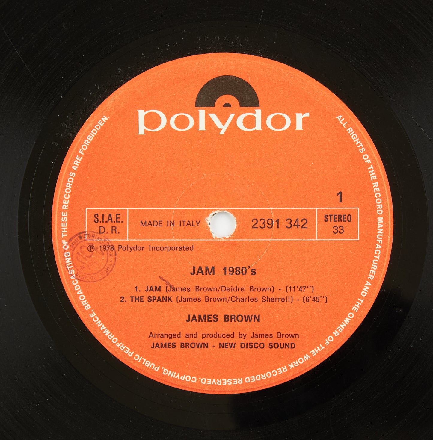 James Brown - Jam 1980's - Polydor - 1978 - 33 giri - cantautori internazionali