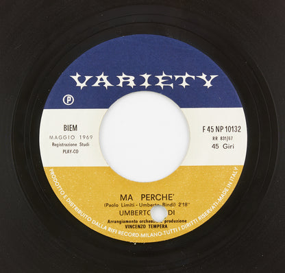 Umberto Bindi - Mare / Ma perchè - Variety - 1969 - 45 giri - cantautori italiani
