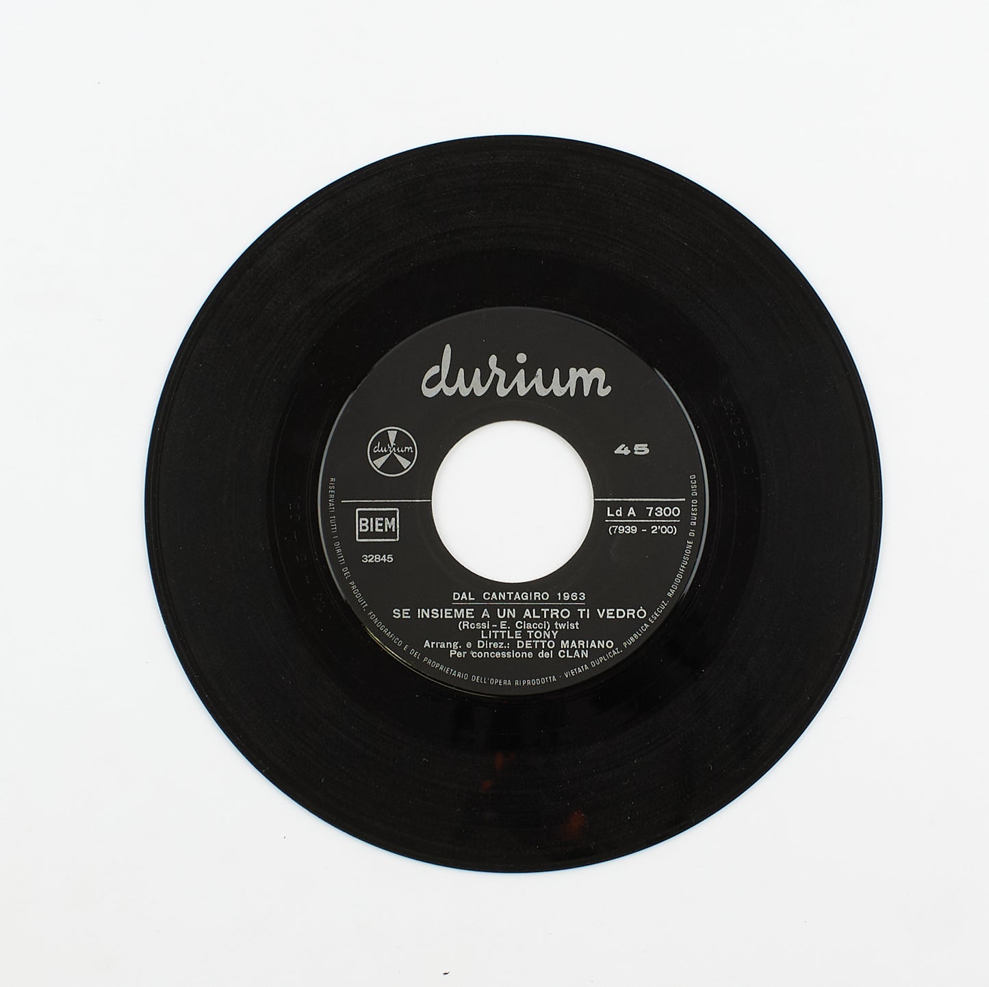 Little Tony - Se insieme a un altro ti vedrò / Quello che mai più scorderai- Durium - 1963 - 45 giri - cantanti italiani