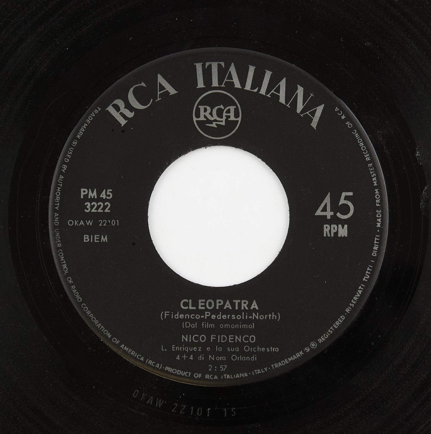 Nico Fidenco - Cleopatra / Non mi chiedi mai - Rca Italiana - 1963 - 45 giri - cantanti italiani